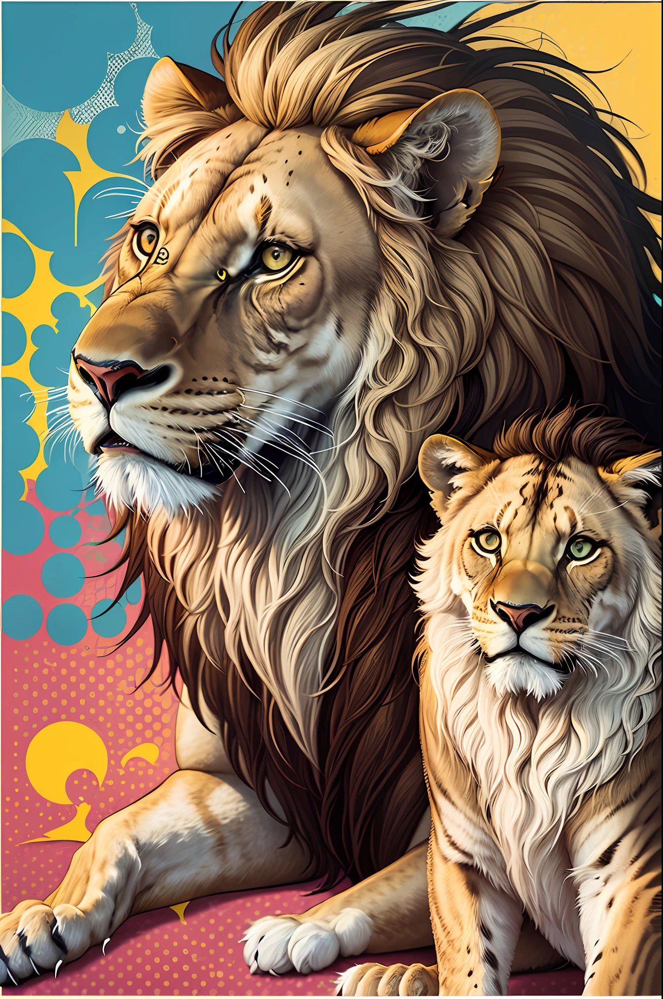 (( ( pop art ))) ,
a lion, a lioness and a lion cub, --auto --s2