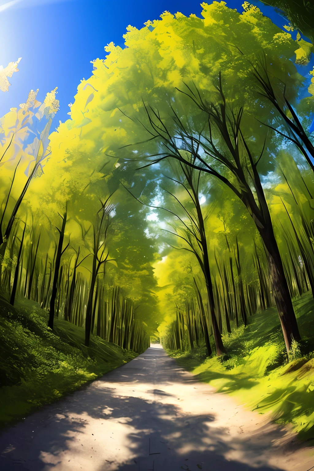 absurdres, highres, ultra detailed, (no human:1.3),
BREAK
, Create an image using a prism effect, with light refracting and creating a colorful, kaleidoscopic appearance.
BREAK
, Design an image with a fisheye lens effect, capturing a wide field of view with a distinctive, curved perspective.
BREAK
, Capture a forest path, with towering trees, dappled sunlight, and a sense of tranquility and natural beauty.
BREAK
, Illustrate a monochromatic world, using only shades of black, white, and gray to convey depth, emotion, and a striking visual impact.
