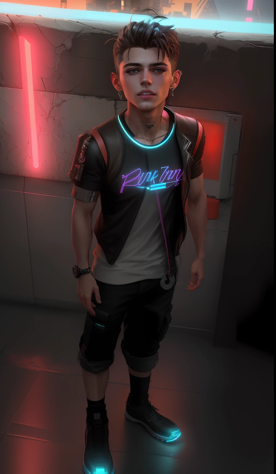 change backgroung cyberpunk handsome boy,realistic face,8k,ultra realistic