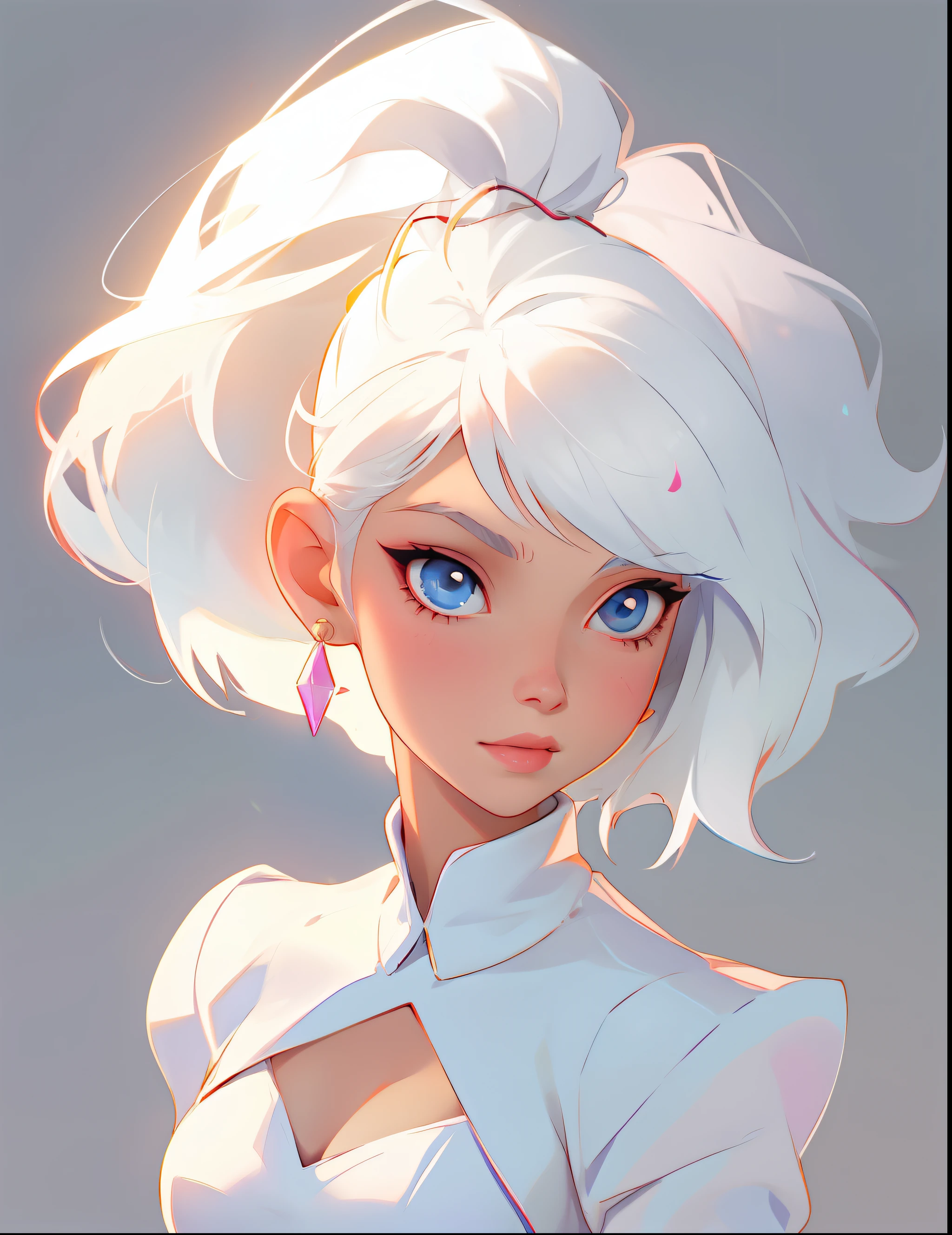 a pregirl,White hair,piece dress
