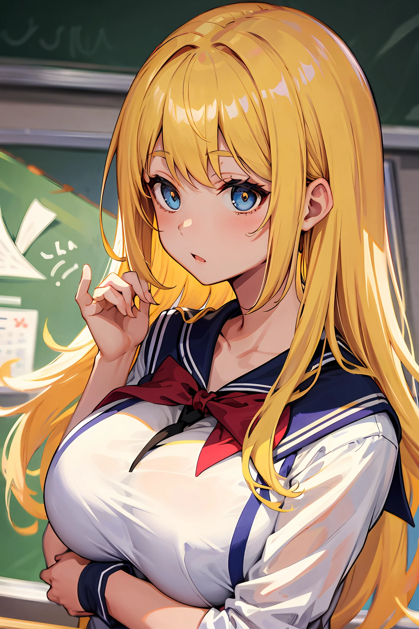 student,gal,sailor clothing,blond hair,Big big tits,classroom