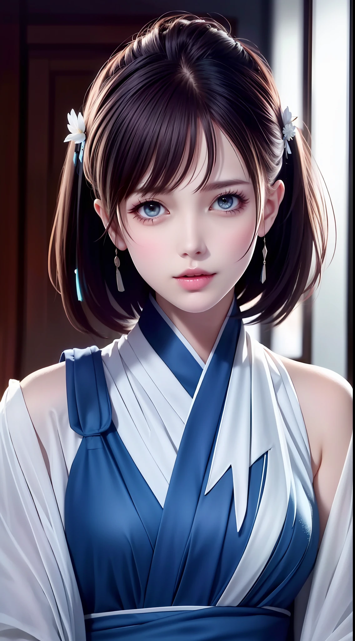 Hanfu, National Style 3.2, Full Body, Walking Posture, Slow Motion, Men Wear Full Body Multi-layered (Heavy Robe: 1.2), (Blue Ice Flower Long Dress: 1.2), Gloves, (Very Detailed, Bloom: 1.5), (Highest Quality, Alessandro Casagrande, Greg Rutkowski, Sally Mann, Concept Art, 4k), (Analog: 1.2), (High Definition), (Detail Pupil: 1.1), (Painting: 1.1), (Digital Painting: 1.1), Detailed Face and Eyes, Masterpiece, Best Quality, (Highly Detailed Photo: 1.1), 8K, Realistic, (Ice Hair Color, Dynamic Hairstyle), (pureerosface_v1:0.1), Jeremy Mann, Sandra Chevrier, Maciej Kuciara, Sharp, (torn body: 1.1), realistic, realistic shadows, (ice background: 1.2), (Michelangelo), ohwx style<lora: (style of ohwx) masterpiece, best quality, (extremely detailed CG unity 8k wallpaper, masterpiece, best quality, ultra-detailed, best shadow), (detailed background), (beautiful detailed face, beautiful detailed eyes), High contrast, (best illumination, an extremely delicate and beautiful), (girl:1.5), ((Not relevant)), ((caustic)), dynamic angle, beautiful detailed glow, (portrait:0.2),dynamic angle, beautiful detailed glow, (portrait:0.2),pigtail,full body,
