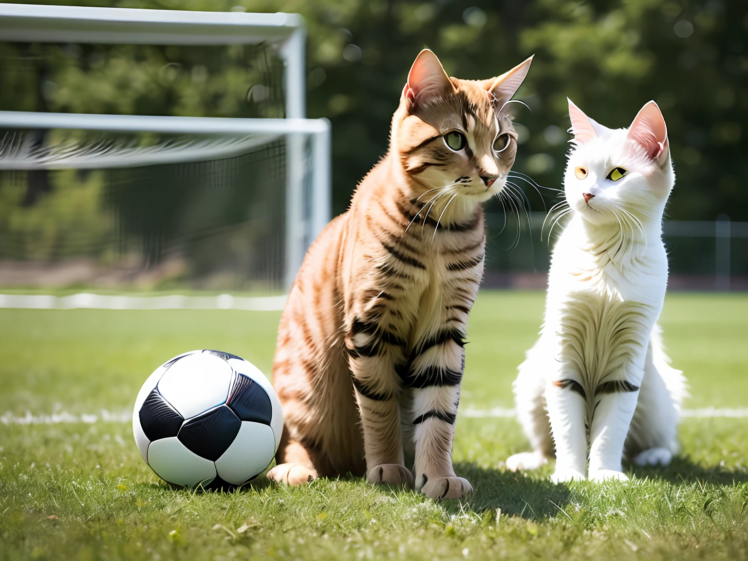 Cats play soccer
