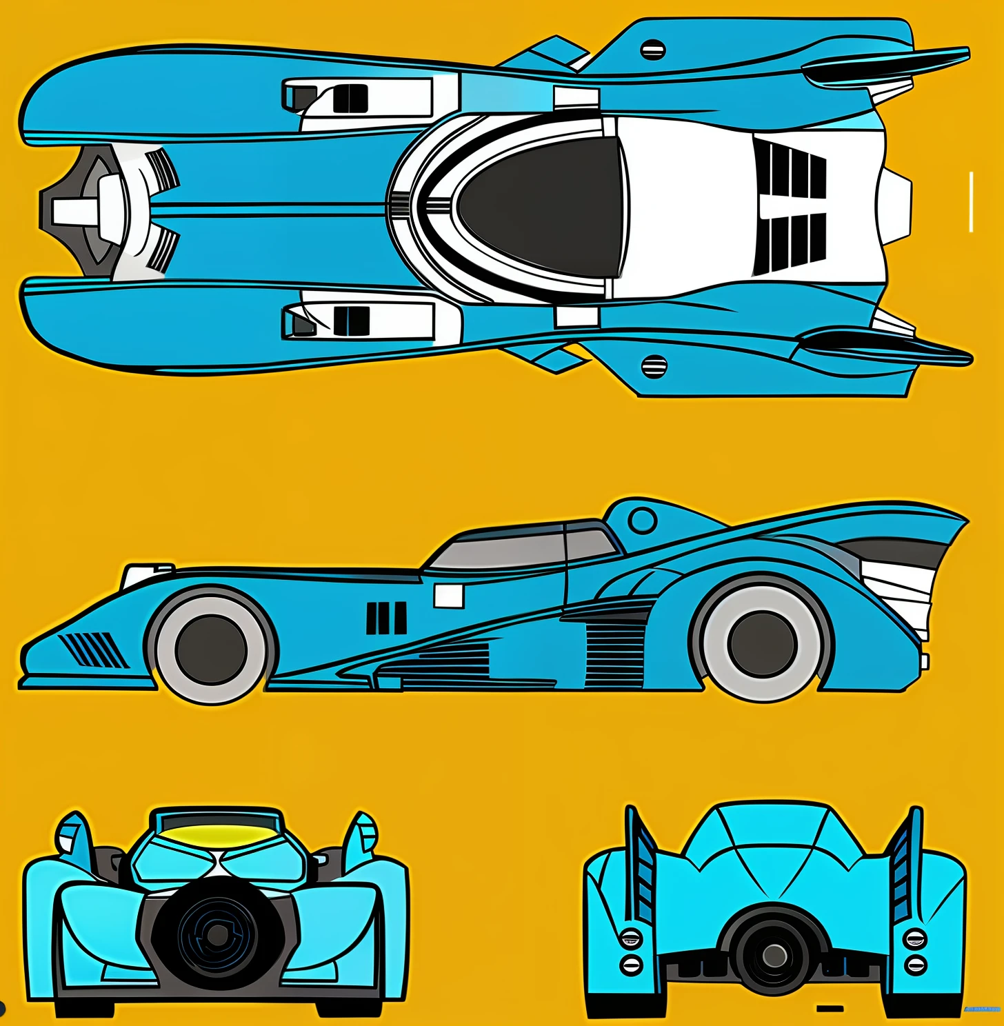 a drawing of a car with four different angles and a camera, badass Batmobile car design, Batmobile, arte de linha hiper detalhada, retro line art, post - apocalyptic car blueprint, esquemas do blueprint, desenhos para colorir, Lineart Behance HD |, detailed technical drawing, arte da linha vetorial, arte de linha detalhada, desenho de alto detalhe, lineart perfeito, arte conceitual do carro