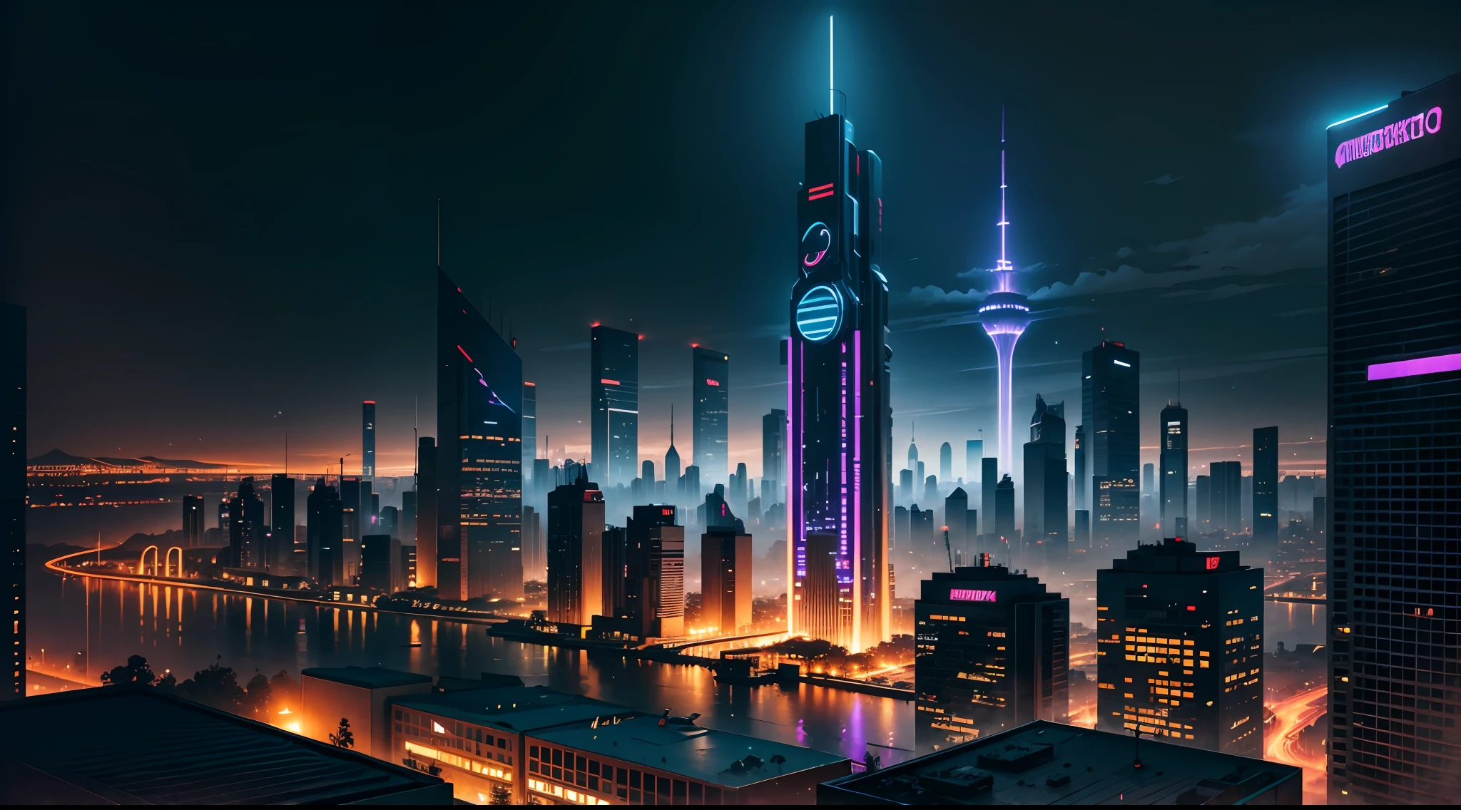 Cyberpunk style city,night