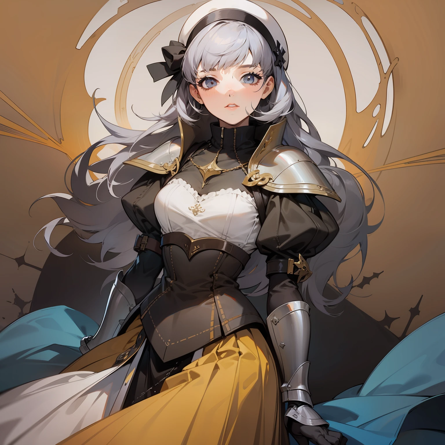 1 girl, medieval Europe, (line art), persona 4 style