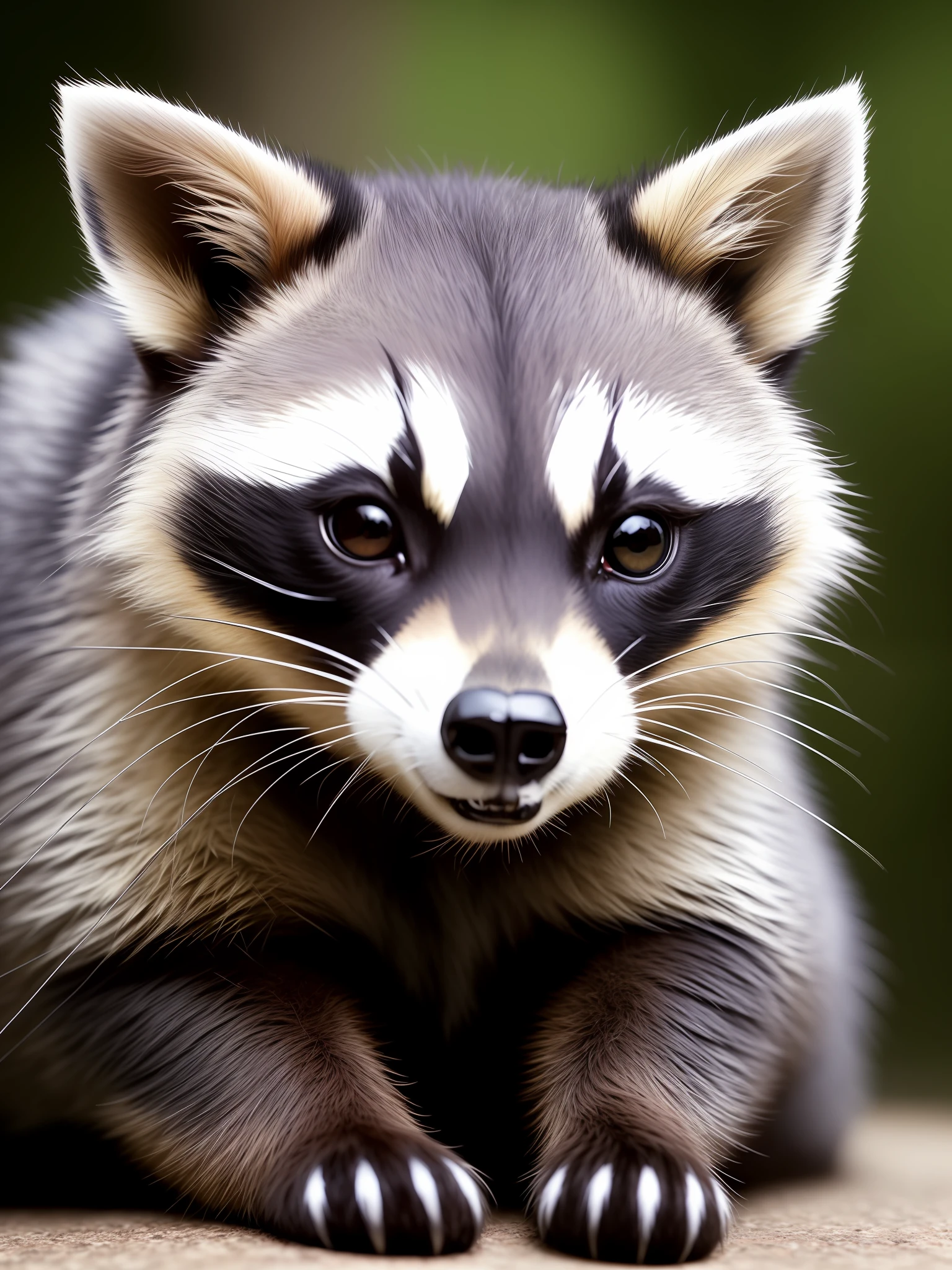 Cute raccoon, An exact copy of a live raccoon,  Golova the present, The body is made of precious metal, (A cyborg:1.1), ([tail | Detailed wire]:1.3), (intricate detail), HDR, (intricate detail, hyper detail:1.2), Cinematic Frame, vignette, in the center, “Hyper-realistic textures," "Exact Details,” “Realistic still life,” “Realistic portraits,” “Realistic landscapes."