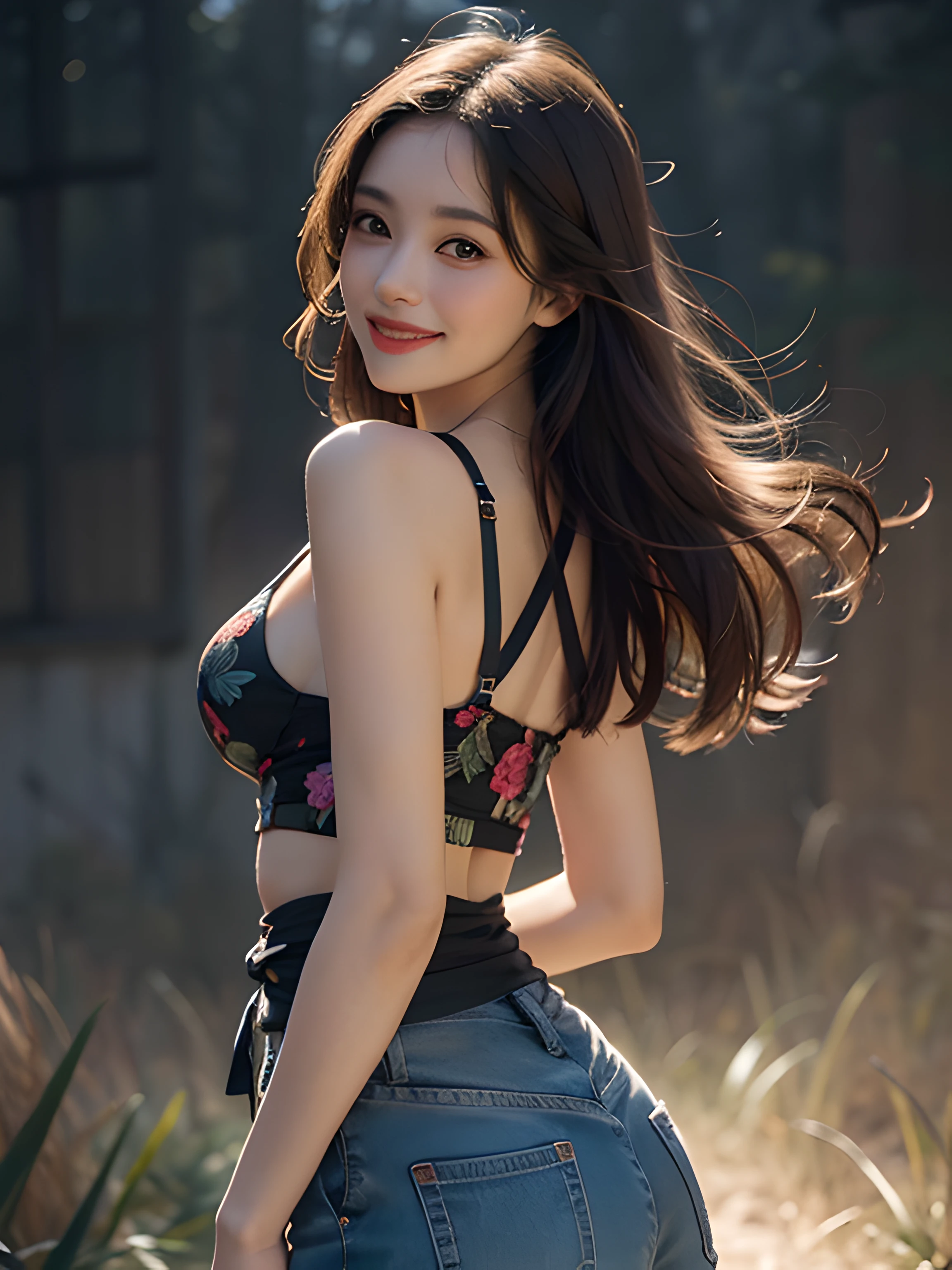 "1girl, waist up, smiling, beautifully lit, top-notch quality, masterpiece, ultra high resolution, photorealistic, with a zentangle abstract background:1.4"