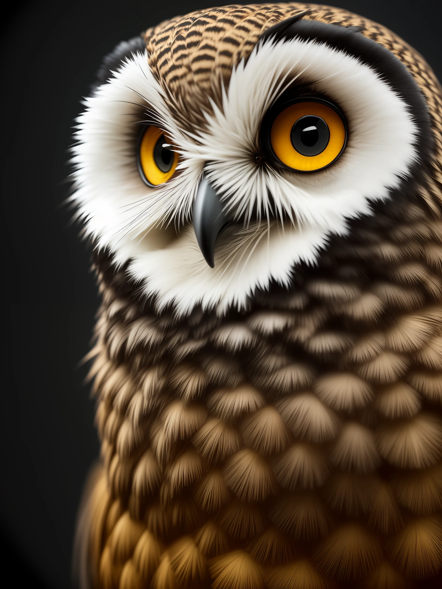 One Animal Cute Owl, A complete copy of the owl, The head is from a real bird, The body is made of non-ferrous metal, (A cyborg:1.1), ([tail | Detailed wire]:1.3), (intricate detail), HDR, (intricate detail, hyper detail:1.2), Cinematic Frame, vignette, in the center, “Hyper-realistic textures," "Exact Details,” “Realistic still life,” “Realistic portraits,” “Realistic landscapes."