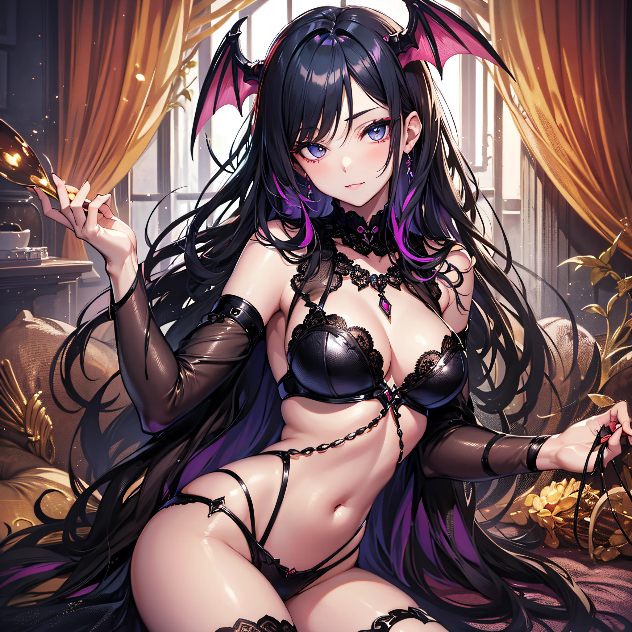 A beautiful and bewitching succubus、you(Viewer)Visit the room of、I've been trying to tempt you。Seductive beauties、Succubus、Stunning style、Rooms for single people、Bewitching look