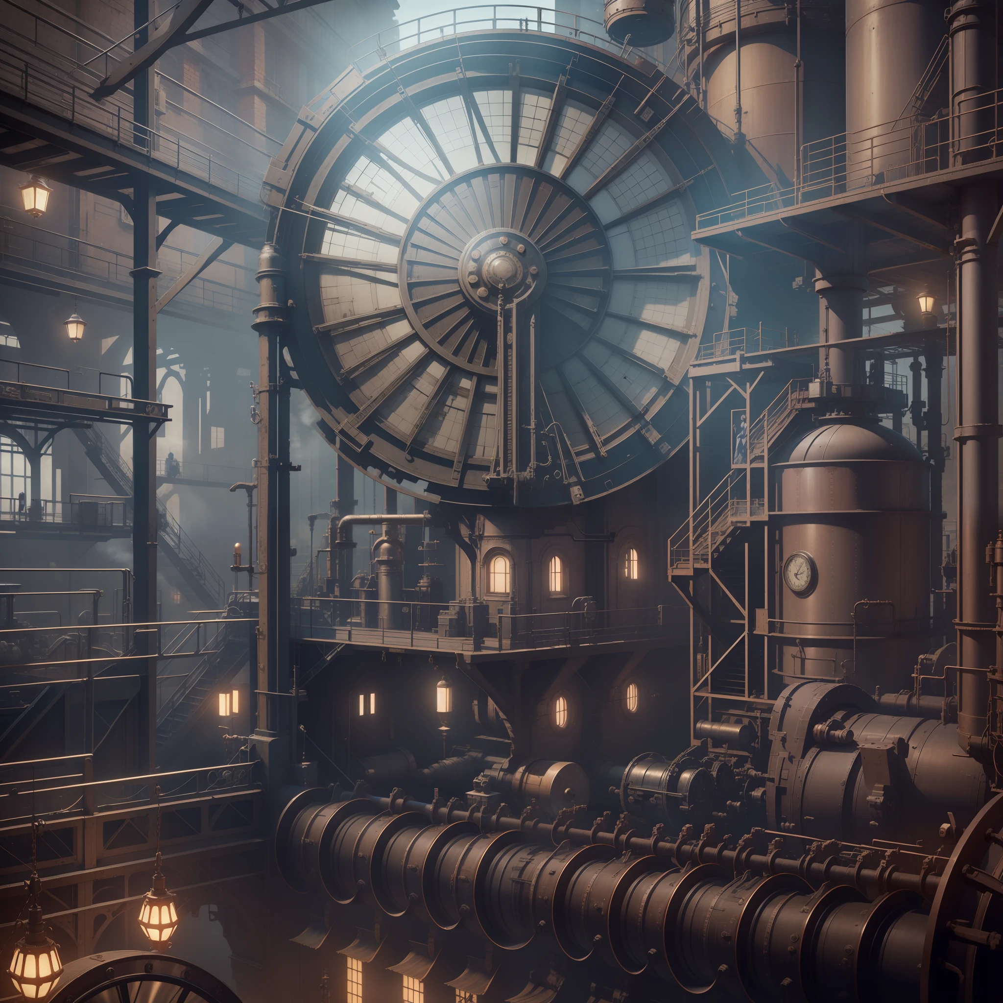 steampunk acessoires, steam engine, Precision gear machinery city, far view, photot