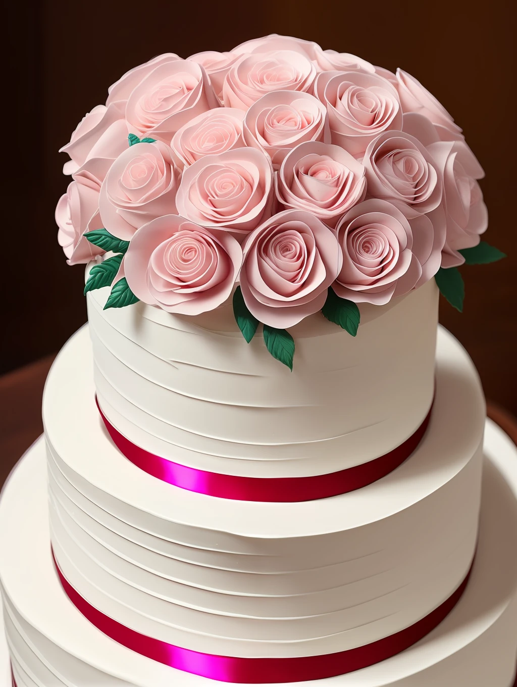 Masterpiece, Minimalism, close-up view, product close-up photo extremely detailed, beautiful and luxury designed wedding cake, laces, flowers, richly decorated, 8k, uhd, soft lighting.