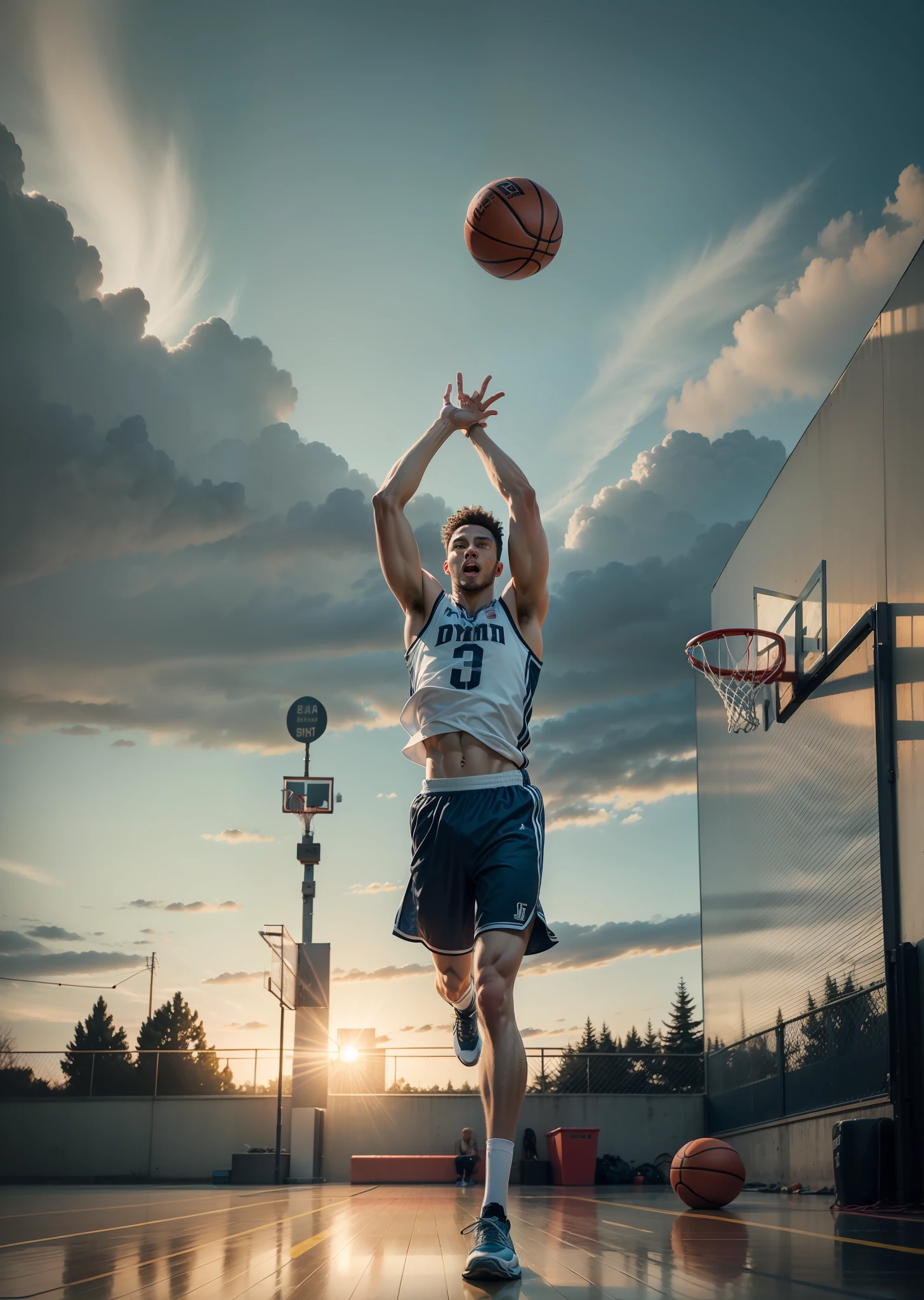 Man playing basketball,Fit and fit,dynamic