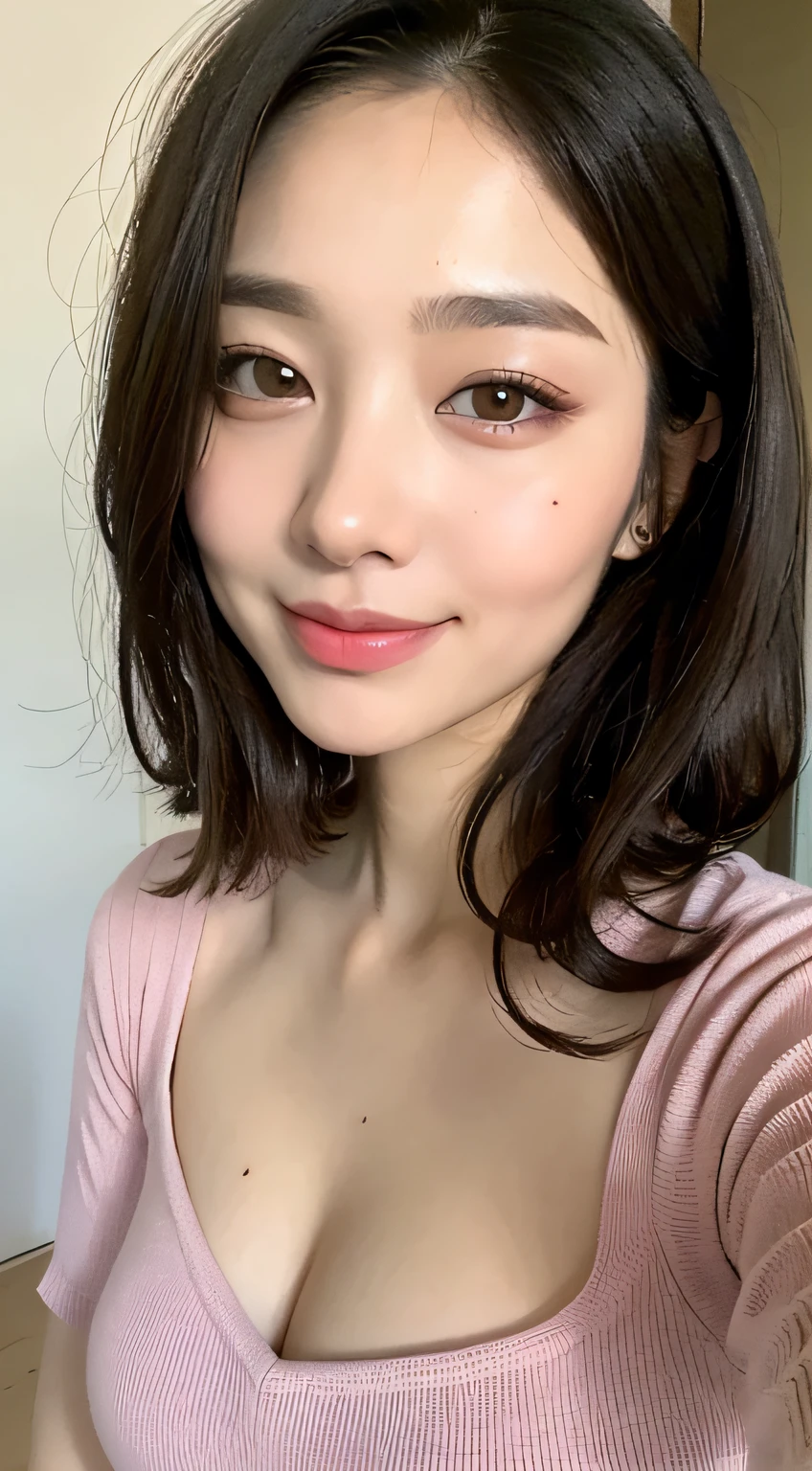 ((Best Quality, 8K, Masterpiece: 1.3)), 1girl, Slim Abs Beauty: 1.3, (Hairstyle Casual, :1.2), Sexy dress, super fine face, Delicate eyes, Double eyelids, smile. Take pictures in cute pose, very low figure, small waist, big breasts, close-up, zoomed close-up chest, beautiful background