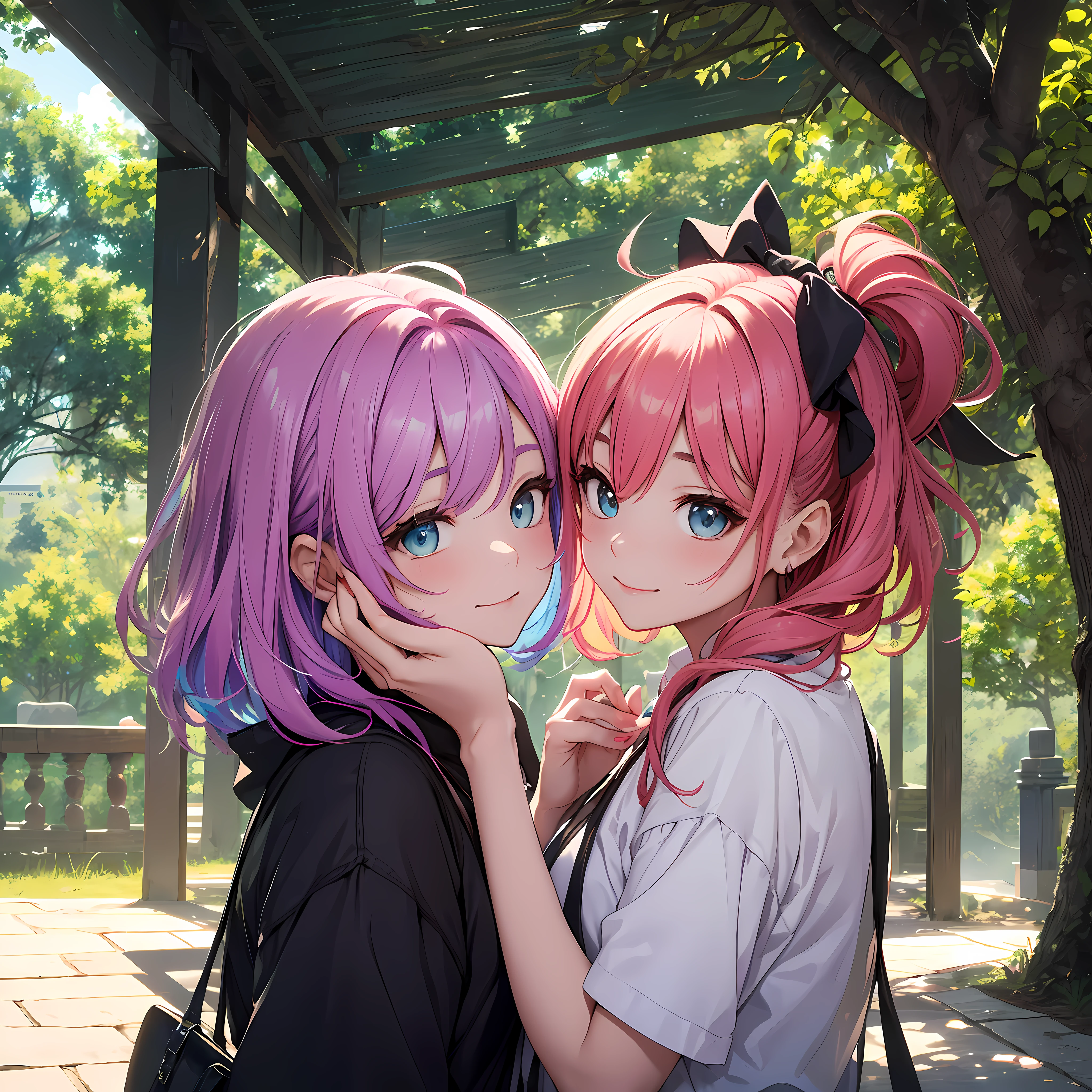 (maximum quality:1.5)、(ultra- detailed:1.5)、(Highest quality photos:1.5)、She was always colorful around her.。Its hair is bright pink、The eyes glowed a deep purple。Her bright smile is like a rainbow、people々It warmly enveloped the heart of。

one day、She met by chance in the park。His name is Taiyosuke。He, too, was a colorful presence。His smile is as bright as sunlight、His eyes shone as blue as the sea.。

The two are drawn to each other's colorful presence.、I was able to connect with them right away.。Their love is like a beautiful painting、appearance々It was colored with colors。

Together they went on a colorful journey。Looking at the blue sea、Thrill your heart with the red sunset、Hand in hand in a green forest。Their love is、It spread out beautifully like a symphony of colors and sounds overflowing in nature.。

however、Over time、Their colorful love faced trials。Facing the reality that each other's paths are diverging、Their hearts were filled with deep sorrow。

Still, the two of them hold colorful memories in their hearts.、other々I decided to follow the path of。Thank you that they shared a colorful time、I knew that even though we were far apart, our hearts were connected.。

She still cherishes his presence。Her hair is still bright pink、Her eyes glow a deep purple。His memories continue to weave colorful emotions in her heart.。

Although this colorful love story is over,、She will always hold those beautiful memories in her heart.、They will pursue new adventures.。Y、Her next love is、It will be colored with new colors.。