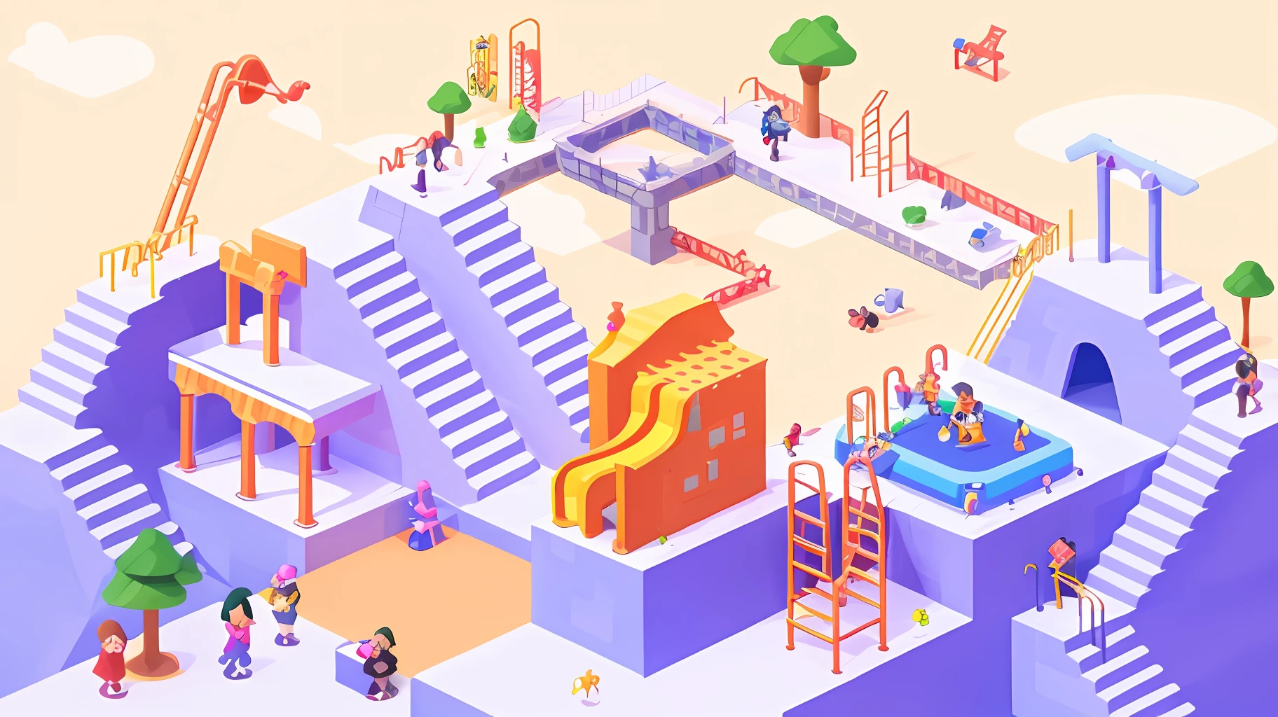 playground,  isometric 3D, isometric invironment,