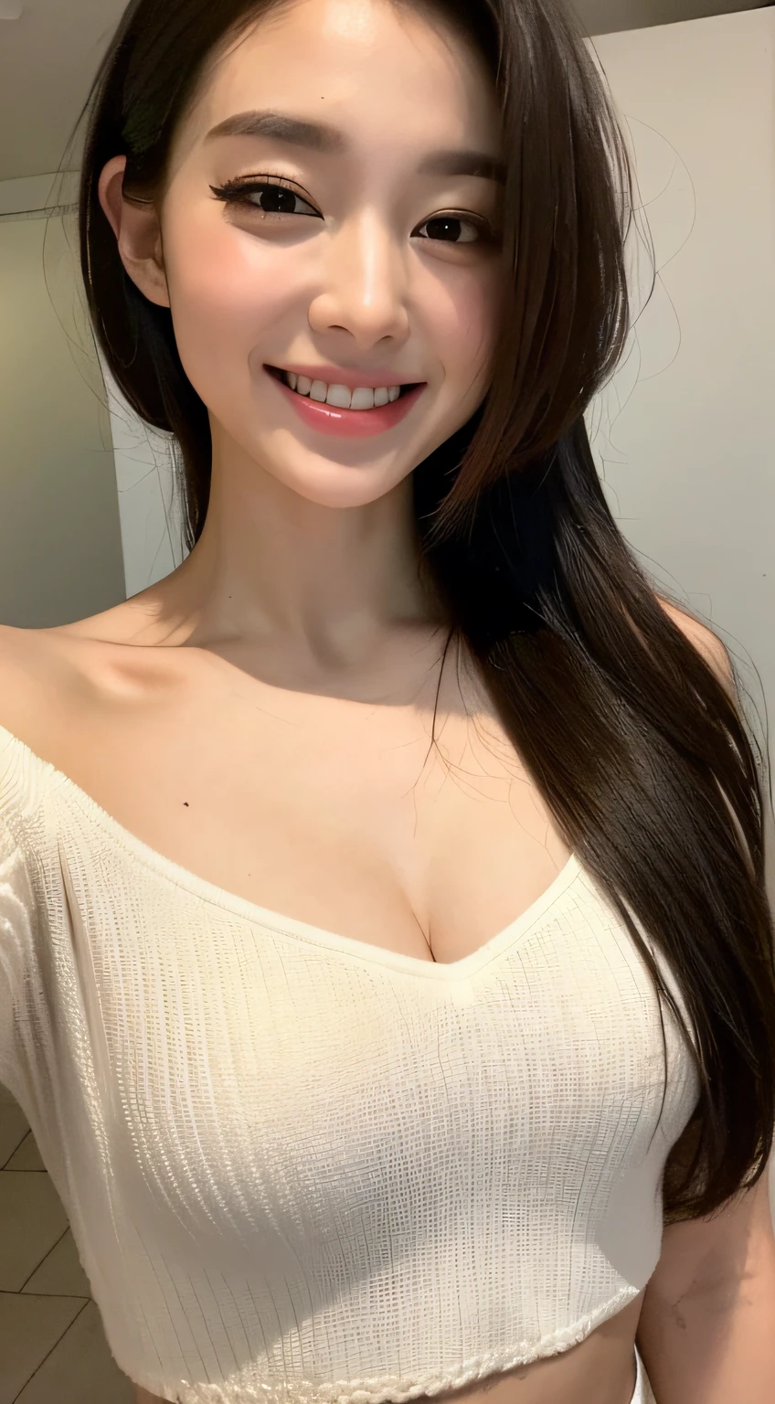 ((Best Quality, 8K, Masterpiece: 1.3)), 1girl, Slim Abs Beauty: 1.3, (Hairstyle Casual, :1.2), Sexy dress, super fine face, Delicate eyes, Double eyelids, smile. Take pictures in cute pose, very low figure, small waist, big breasts, close-up, zoomed close-up chest, beautiful background