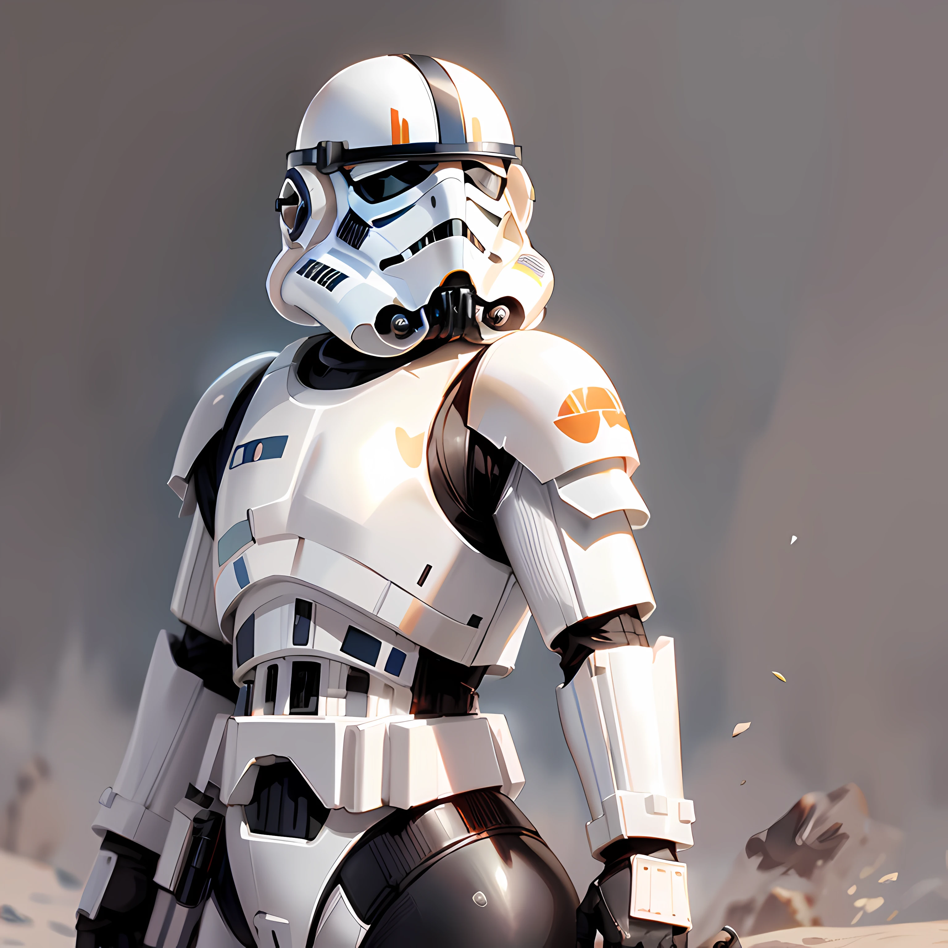 there is a star wars trooper standing in the desert, portrait of a stormtrooper, stormtrooper, storm trooper, star wars character, female stormtrooper, trooper, high detail iconic character, wojtek fus, star wars digital art, wearing shiny stormtrooper armor, an imperial agent from star wars, lucasfilm jesper ejsing, stormtroopers, inspired by Ralph McQuarrie, storm trooper jedi --auto