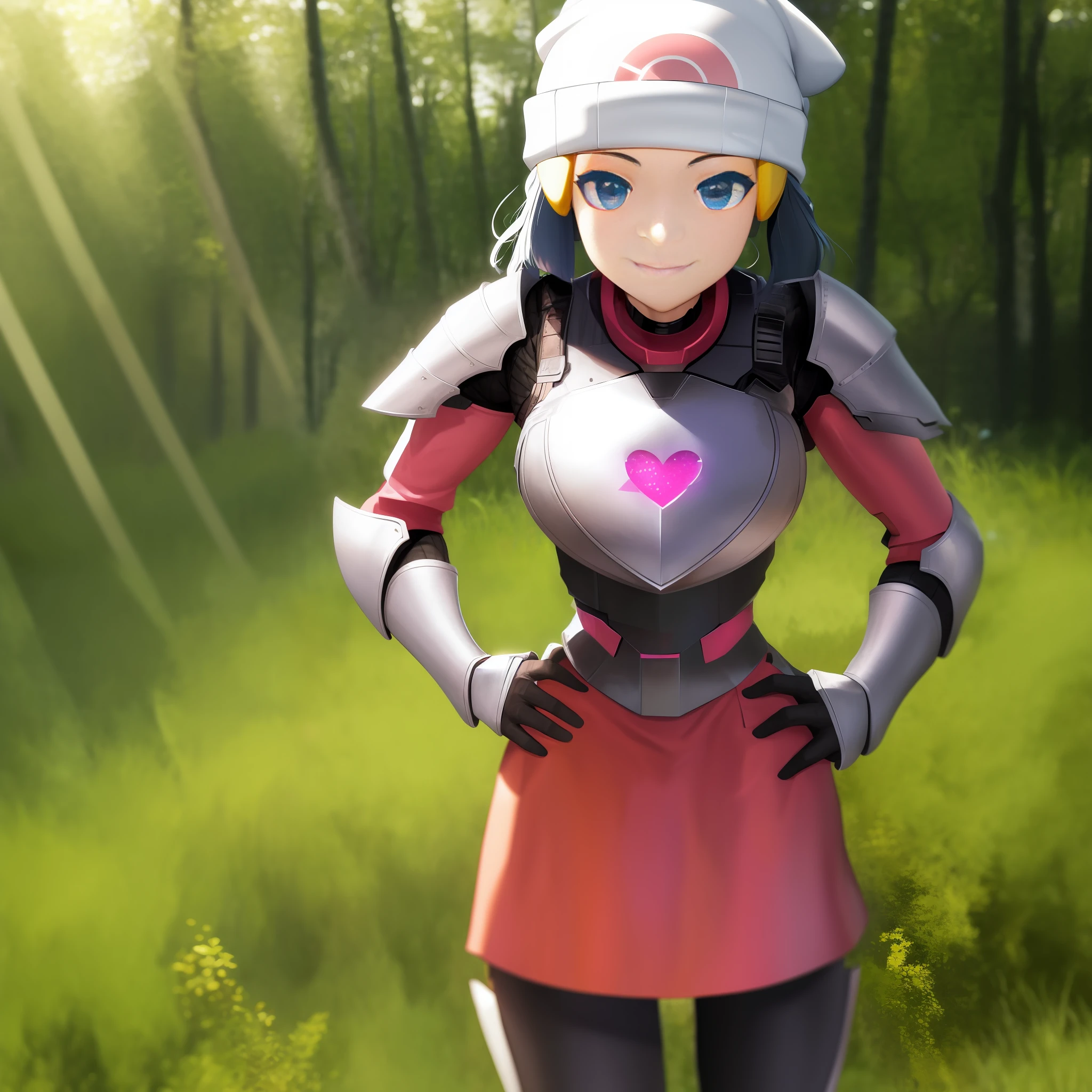White Heavy armor, white heavy cyberspace armor, cowboy pose, hands resting on hips