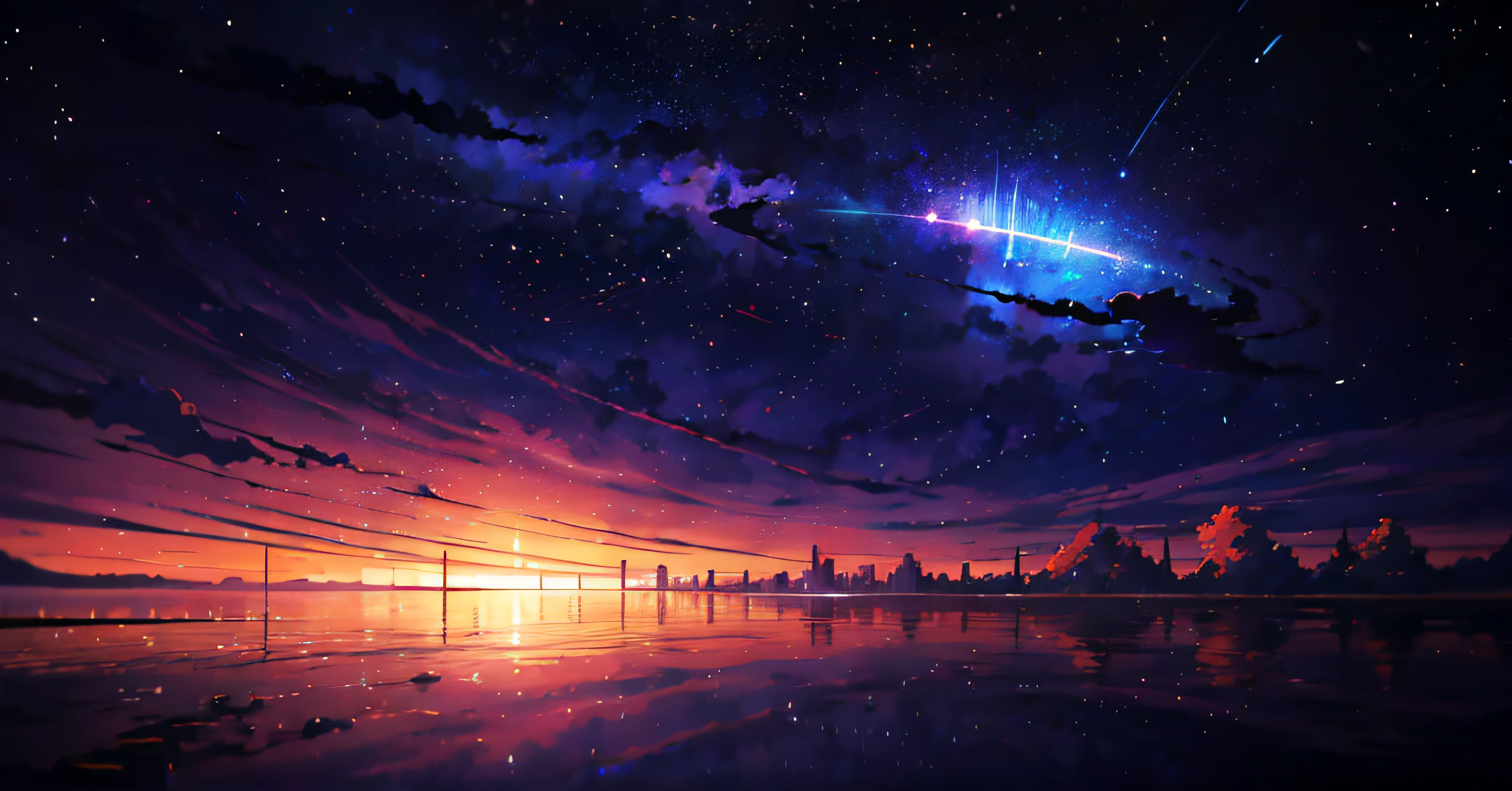 anime - style scene of a beautiful sky with a star and a planet, cosmic skies. by makoto shinkai, anime art wallpaper 4k, anime art wallpaper 4 k, anime art wallpaper 8 k, anime wallpaper 4k, anime wallpaper 4 k, 4k anime wallpaper, anime sky, amazing wallpaper, anime background, heaven planet in background, anime background art