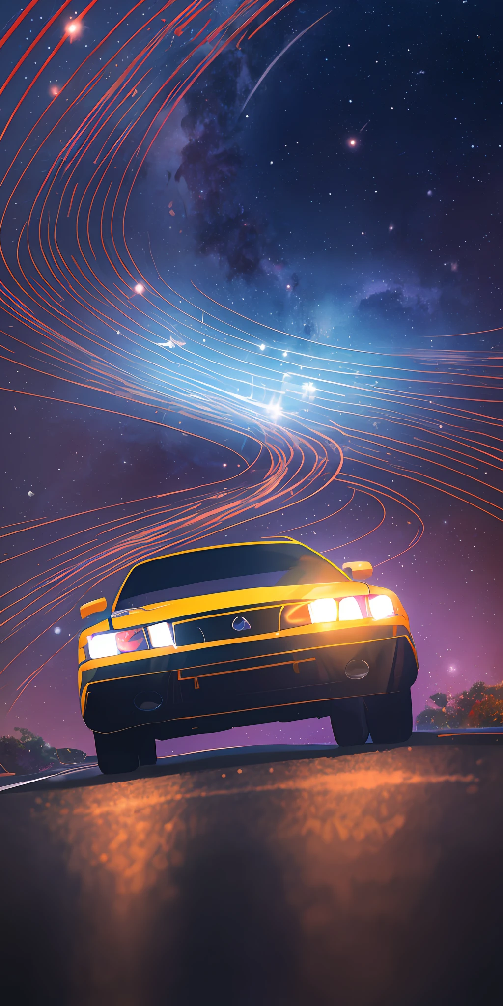 photorealistic digital art of a plasmatic and electrostatic worm tunnel in the sky of a dark night, interplanetary portal lowering ships with futuristic advanced alien technology, inside details of outer space nebulae and stars, around the circle reflective waves electricity, chrome liquid, many cars on highway observing interplanetary portal, view from below, fast shutter speed 1/2000, aperture f/8, Cinema 4D, Masterpiece, 8k, HR, HQ, 4D, bokeh style 4c --auto --s2