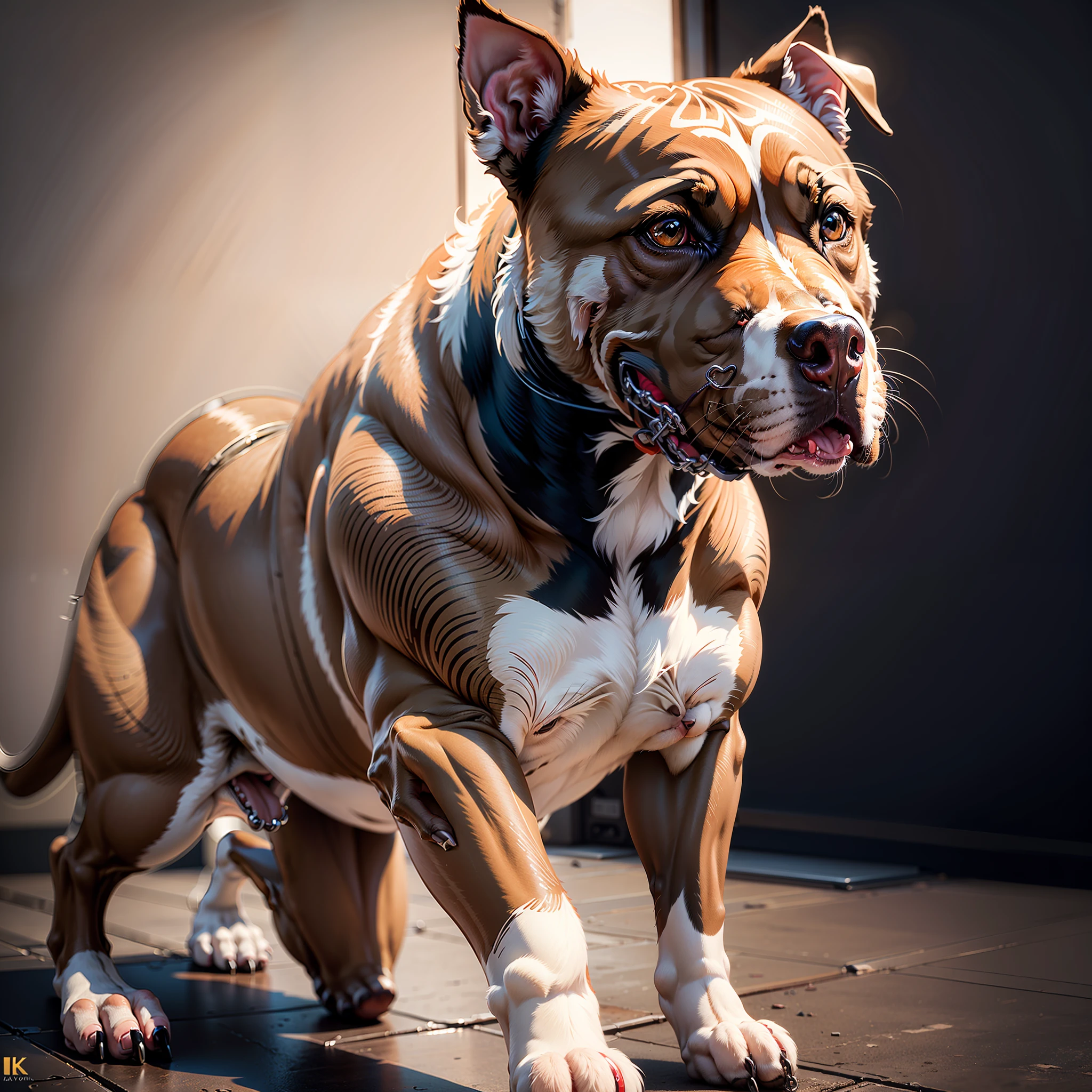 Muscular Pit Bull, ultra detailed, ultra quality 8k