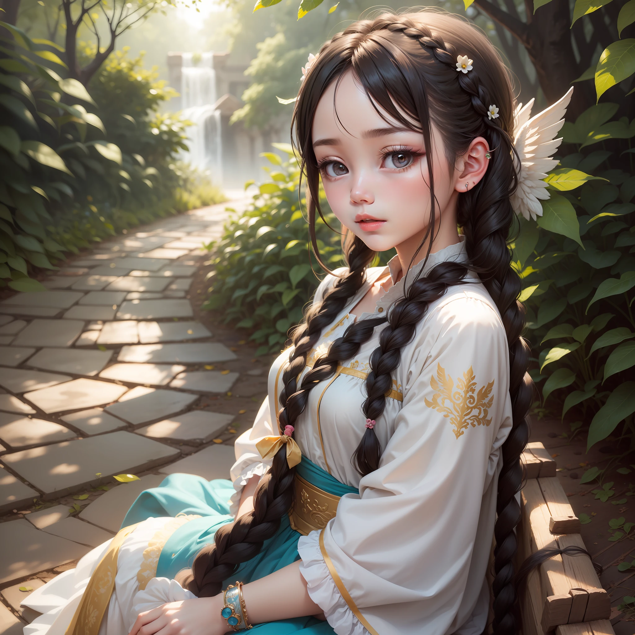 Wind Angel,Cute and beautiful girl long hairstyle braided,avatar