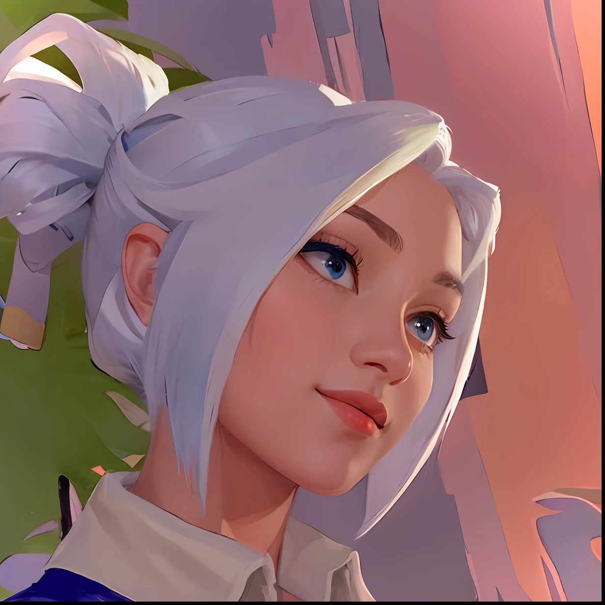 there is a woman with a white hair and a blue shirt, retrato estilizado, sage ( valorant ), closeup retrato de personagem, retrato de personagem pintado, Closeup da arte do personagem, Pricing Character, imagem do avatar, retrato de personagem de closeup, estilo de arte desconhecido, pintura estilizada, retrato do personagem, retrato da arte do personagem, Personagem - Retrato, arte do retrato do personagem, um retrato de personagem