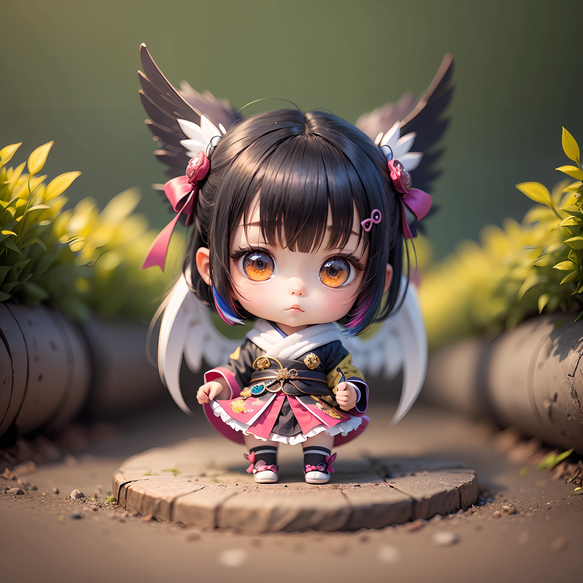 A kawaii loli with multicolored wings，Inspired by Lyckey，Chibi Art，inspired by Tawaraya Sōtatsu，Inspired by Yundu Snow，inspired by Wang Lü --auto --s2