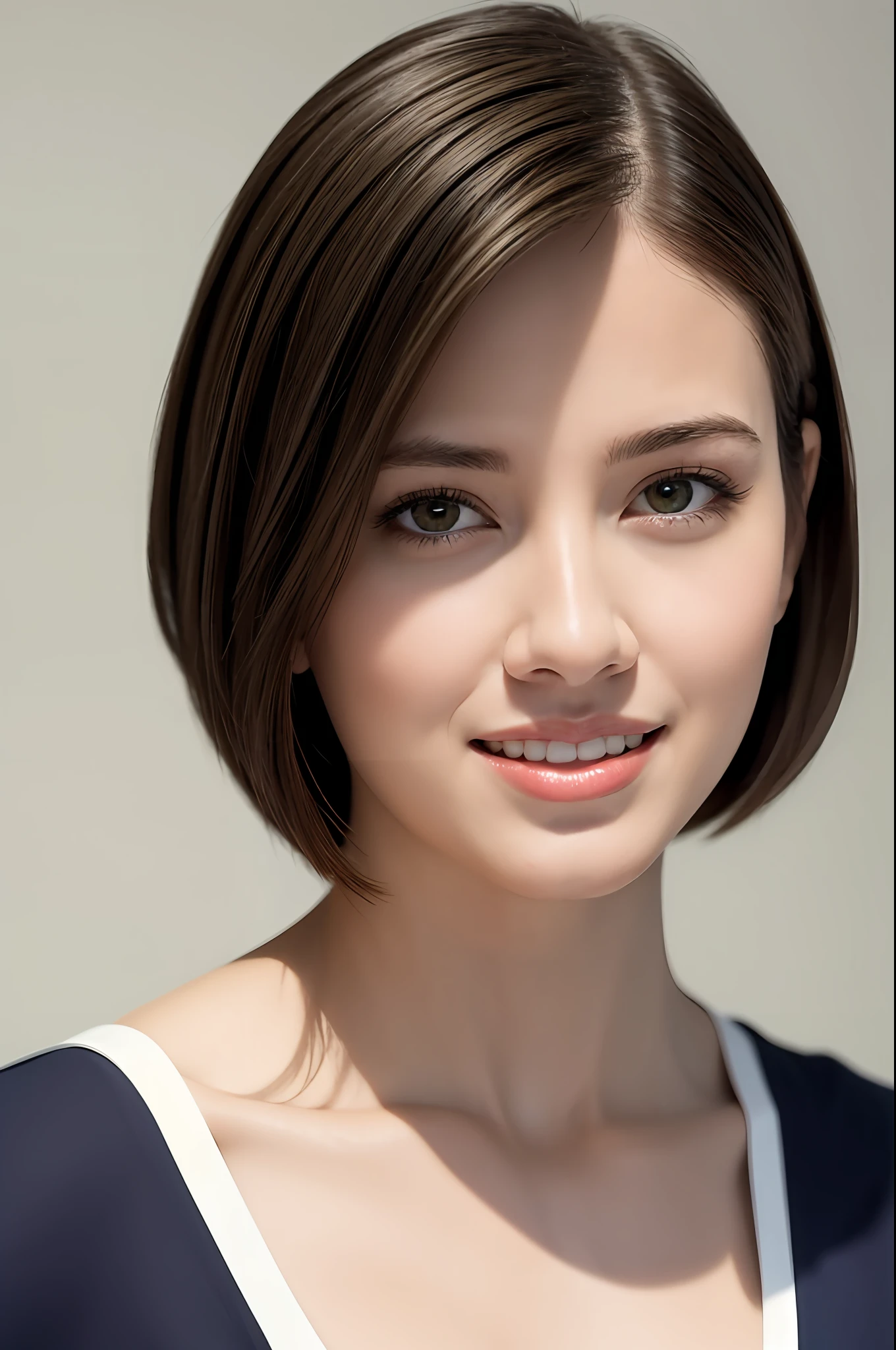 (8k, Best Quality, Masterpiece:1.2), (Realistic, Photorealistic:1.37), Ultra Detailed, 1 Girl,Cute, Solo, (Smile:1.15),(Closed Mouth) Small breasts, Beautiful detailed eyes, (Short hair: 1.2), Bob hair, Full body, Very delicate and beautiful, amazing, fine details, Masterpiece, Super detail, High resolution, (Best shadow), Blue tops, glasses, Aesthetics, See who is watching