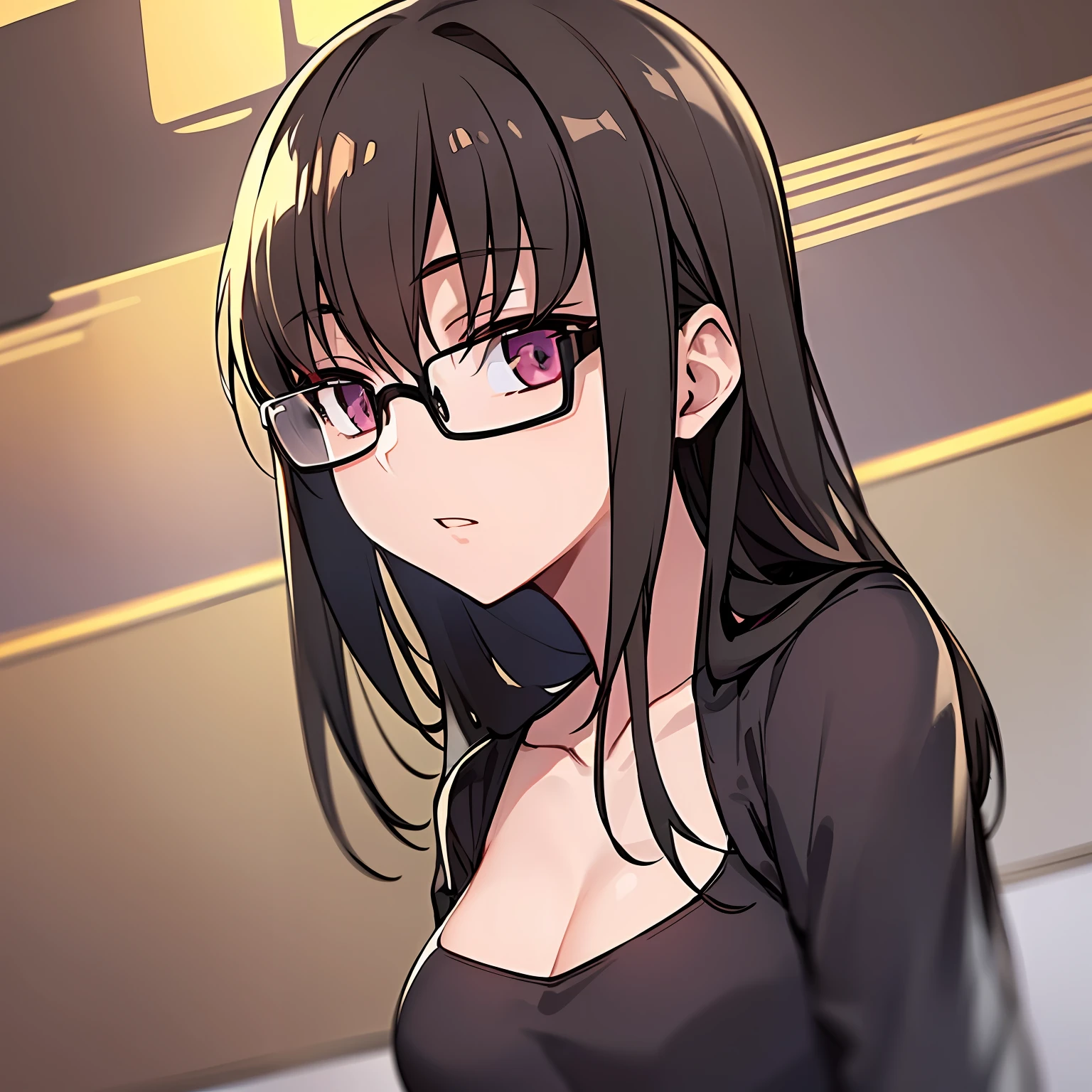 ultra- detailed、((Master Masterpiece、maximum quality、highdetail))、Hard rim lighting、((Dramatic lighting))、Sharp focus、One Girl、Code Geass、C.C.、Dark hair、Black-rimmed glasses、The whole body、Shirt、jeans、Small breasts、Slender