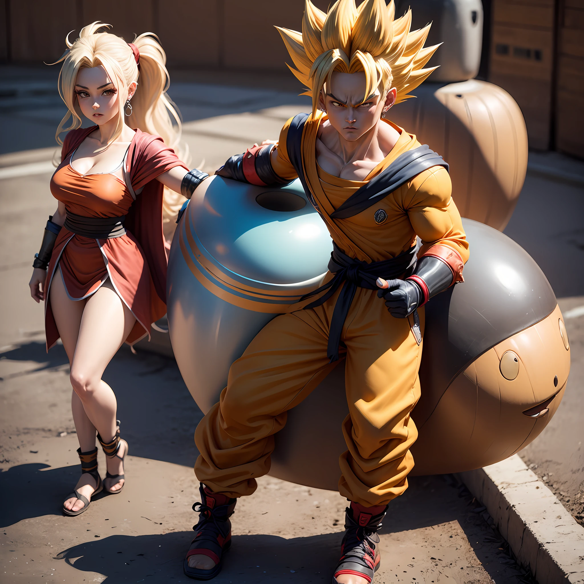 Masterpiece Goku super sayayin 3 full body, wide-angle ñ figure in 3 D, calidad 23K. Photograph 50mm, apertura F2.5. Sugerencias: no borroso, ni extremidades extra, ni extremidades flotantes, ni ni extremidades fusionadas, no feo, ni mal arte --auto