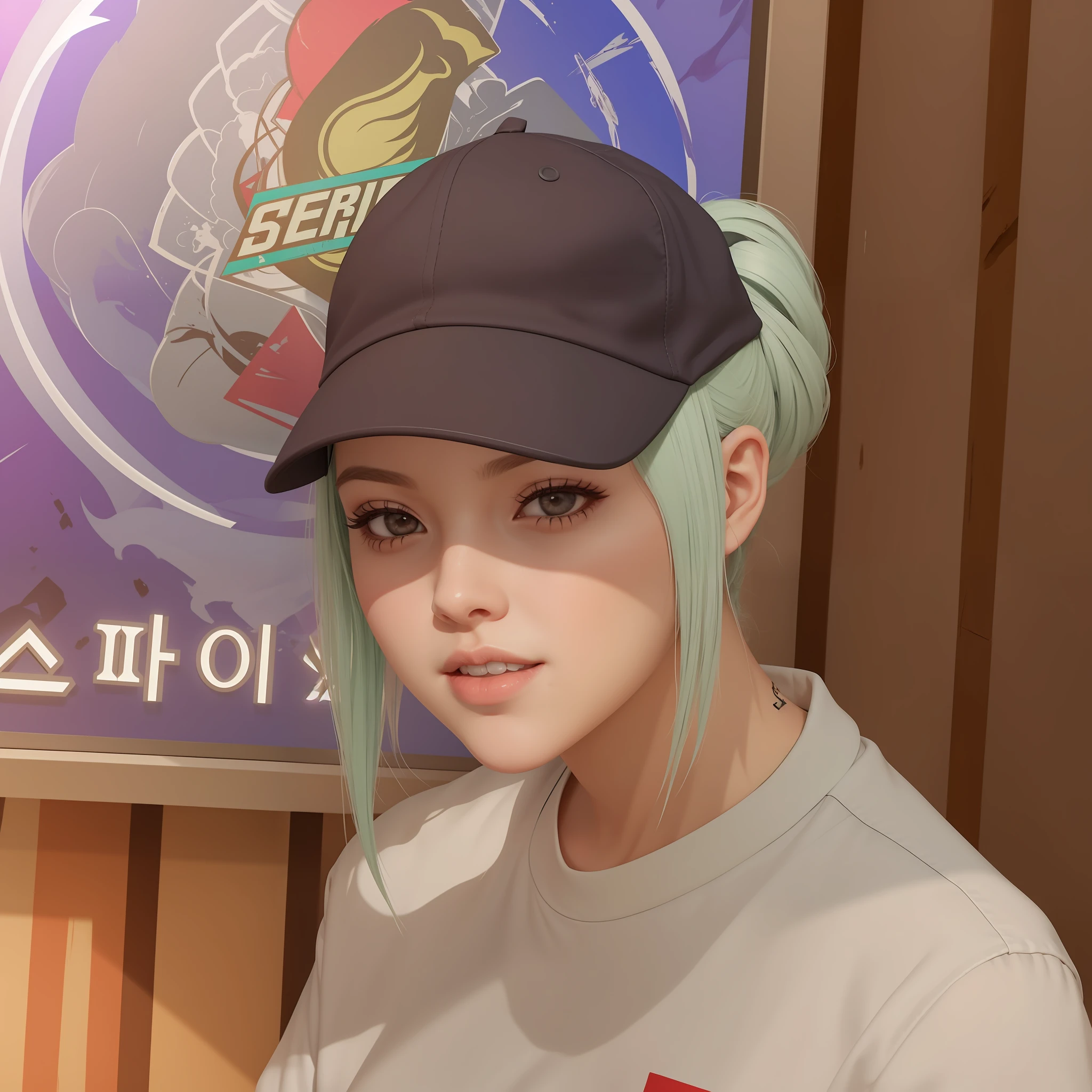 Anime girl with white hair wearing a baseball cap and a white shirt, KDA, estilo de arte desconhecido, sage ( valorant ), Non-Guweiz style art, inspirado em Jang Seung-eop, pintado em anime painter studio | |, foto de perfil do discord, Artgerm e Atey Ghailan, fanart menina urbana, feito com anime painter studio , Motor 3d irreal, Personagem altamente detalhado, Unreal 5, Alto Detalhe.