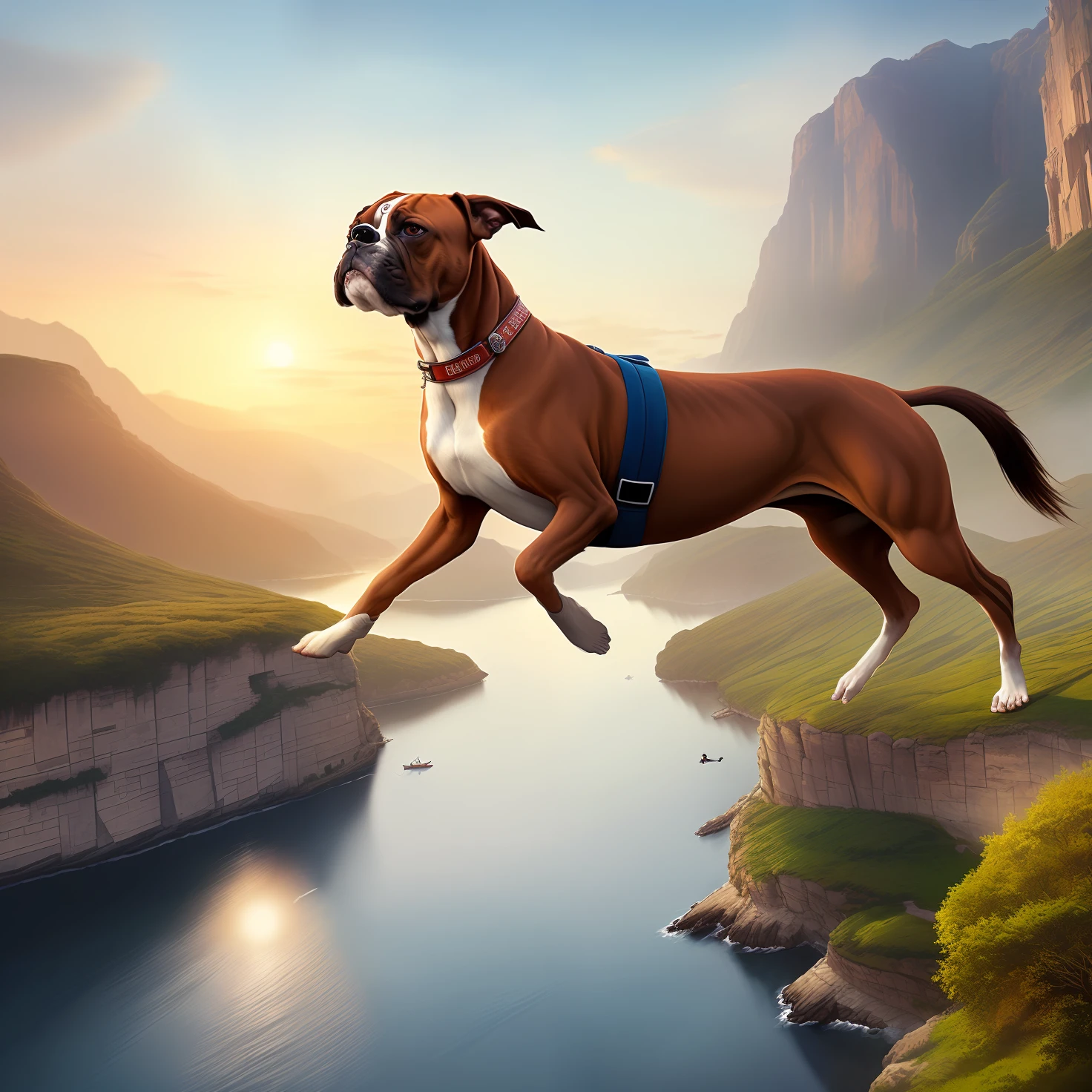 (Masterpiece, top quality, super detailed, highly detailed CG, beautiful landscape, floating, dynamic angle, dynamic pose, boxer