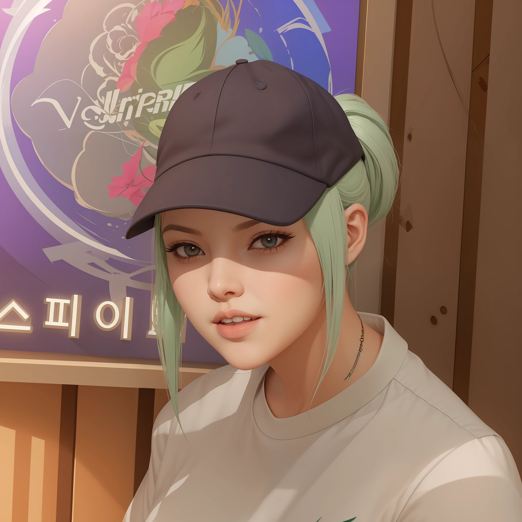 Anime girl with white hair wearing a baseball cap and a white shirt, KDA, estilo de arte desconhecido, sage ( valorant ), Non-Guweiz style art, inspirado em Jang Seung-eop, pintado em anime painter studio | |, foto de perfil do discord, Artgerm e Atey Ghailan, fanart menina urbana, feito com anime painter studio , Motor 3d irreal, Personagem altamente detalhado, Unreal 5, Alto Detalhe.