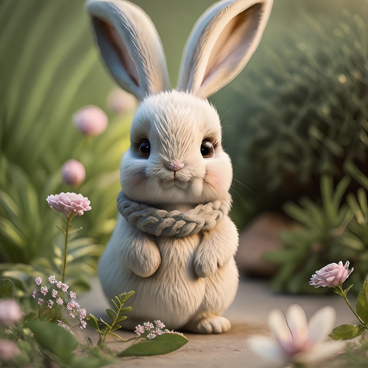 bunny, blur, bunny, flower, nature, no_humans, depth of field, to8contrast style, DARK_Glam, wearing DRK_Glam, deep shadows, (dark: 1.4) --auto --s2