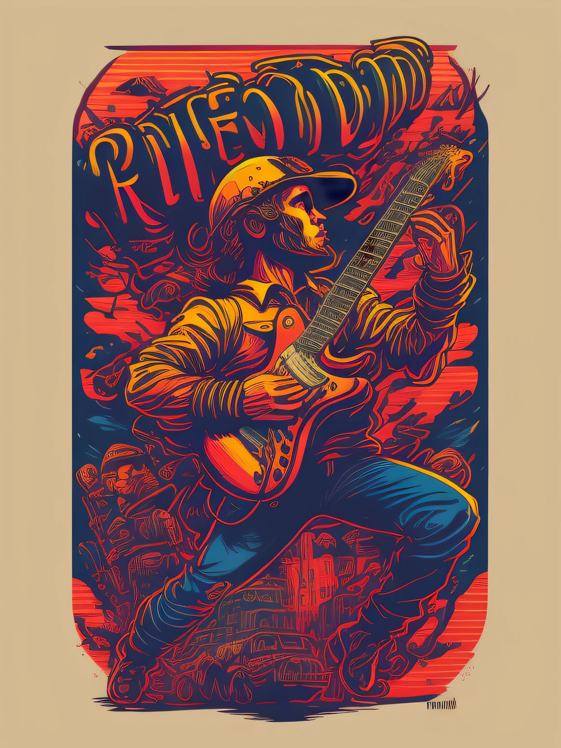 imagem retro, anos 80, vintage realista mindful rock'n roll desingn para tshirt