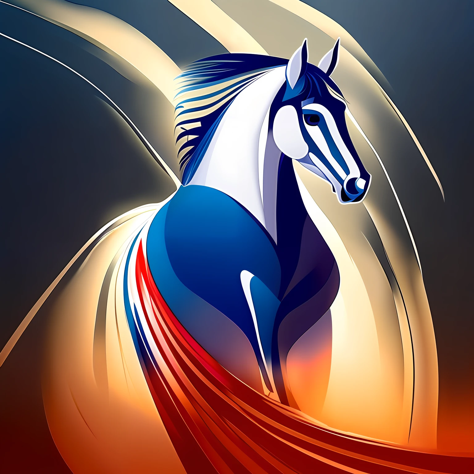 there is a horse that is running in the dark, digital horse, horse racing concept art, beautiful horse, equine, stunning digital art, horse, beautiful serene horse, gorgeous digital art, stylized digital art, hd vector art, beautiful digital art, hd illustration, artistic digital art, in style of digital illustration, white horse, shining armor, breathtaking digital art --auto
