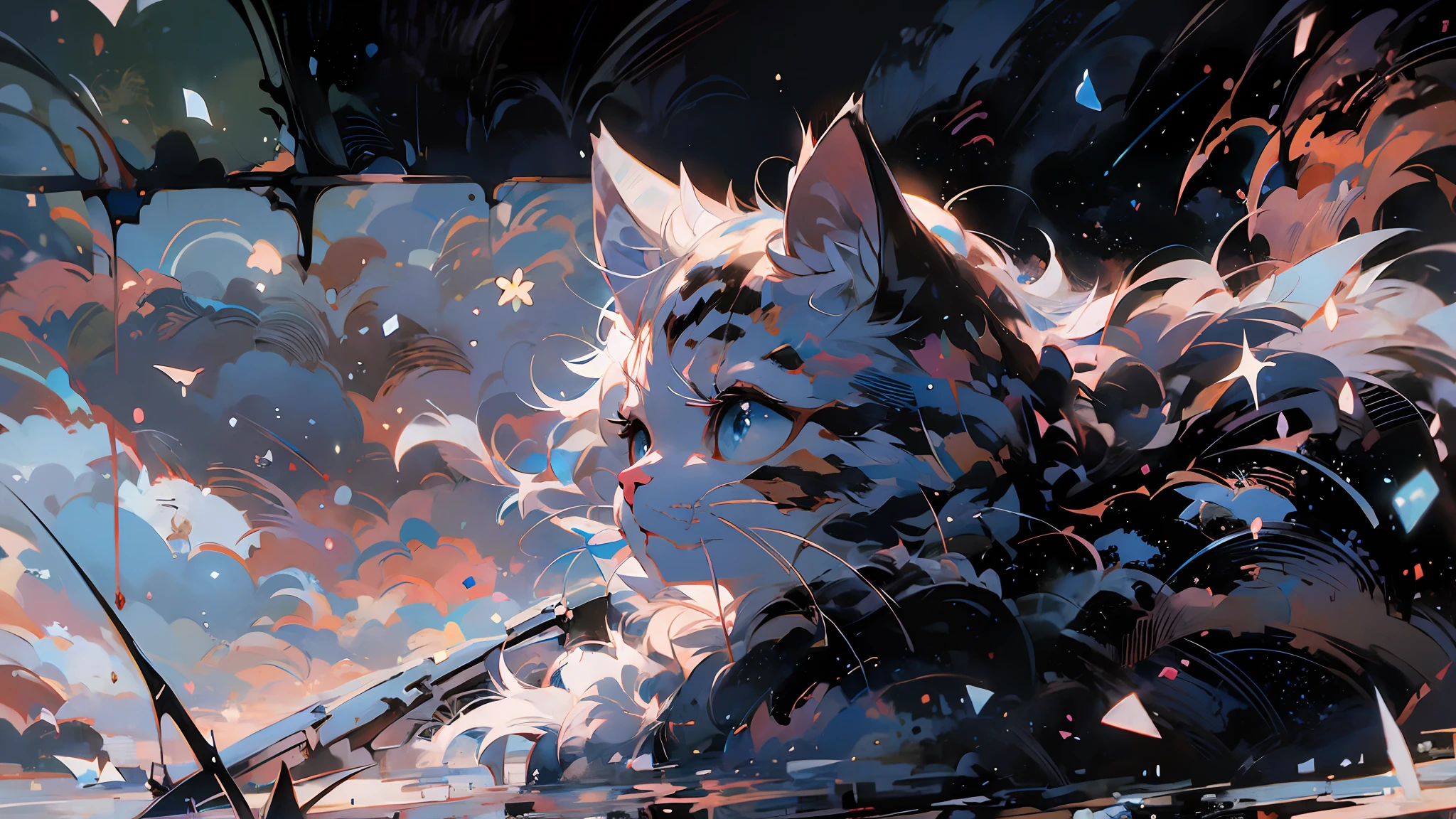anime cat with blue eyes and stars in the background, anime cat, anime visual of a cute cat, realistic anime cat, cute detailed digital art, anime art wallpaper 4 k, anime art wallpaper 4k, very very beautiful furry art, beautiful anime catgirl, very beautiful anime cat girl, 4 k manga wallpaper, cute anime catgirl, anime art wallpaper 8 k