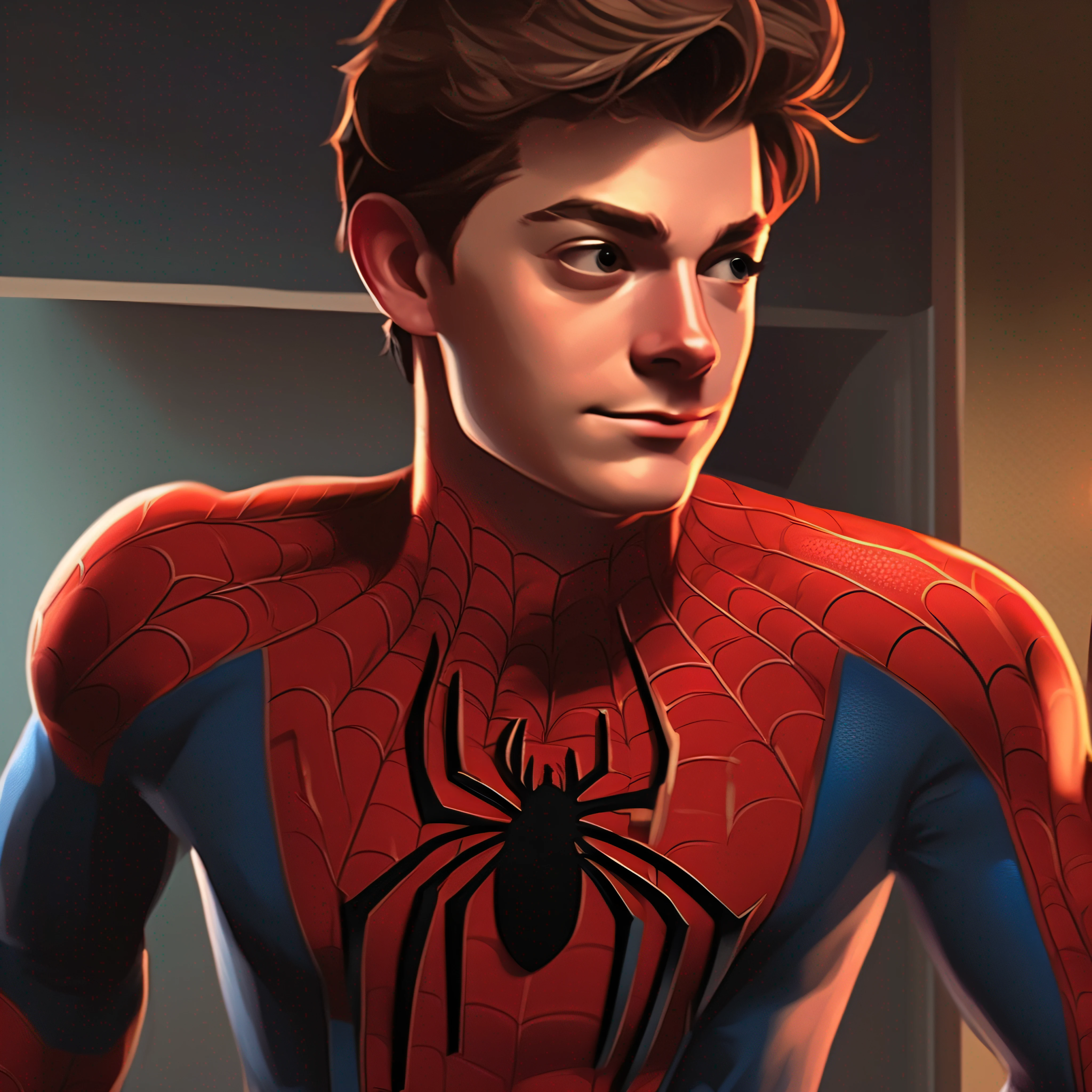 homem usando roupa do homem aranha, peter Parker, altamente detalhada, retrato do homem-aranha, spider - estilo de arte spider - verse, Peter Parker como Homem-Aranha