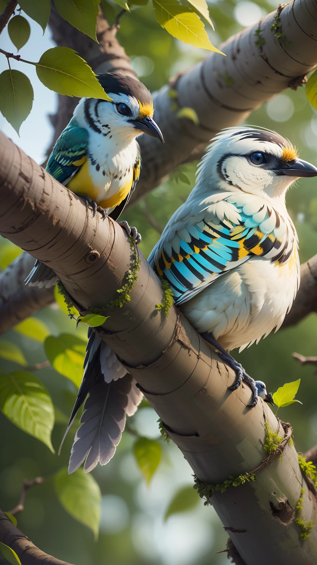 White bird sitting in the tree,dark background,bird,high resolution,high quality