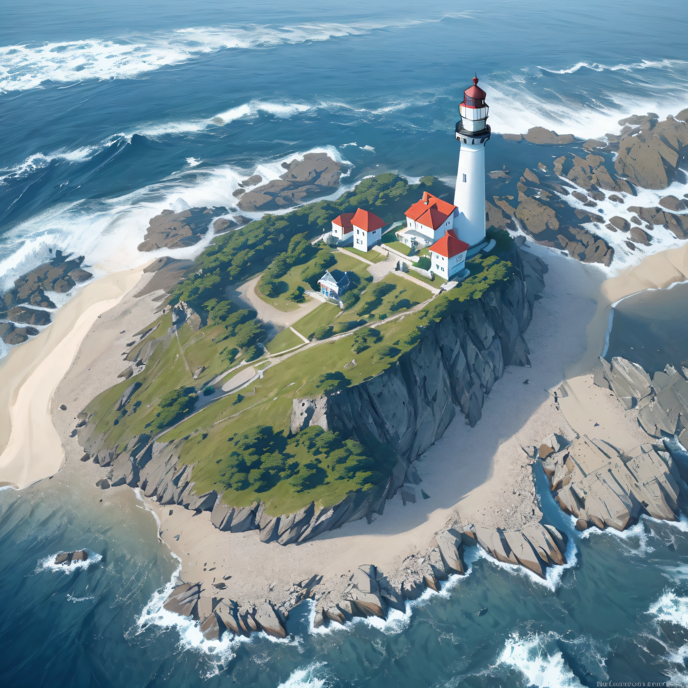 aerial view of a lighthouse on a rocky island with a blue ocean, drone photography, shot from above, shot from a drone, aerial, hd aerial photography, seen from above, aerial photography, 4k drone photography, viewed from above, from above, shot from drone, photograph from above, drone photograph, taking from above, photo taken from above, drone photograpghy