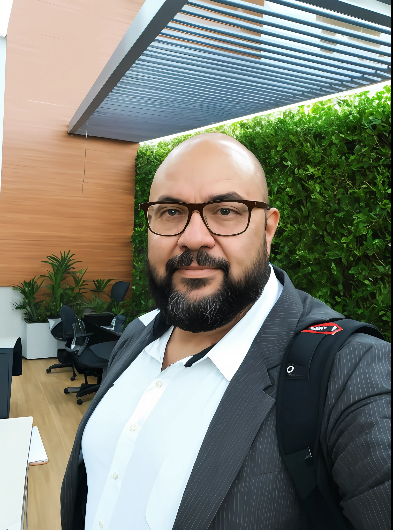 there is a man with glasses and a backpack standing in an office, david rios ferreira, in sao paulo, foto de perfil profissional, Tomado com Sony Alpha 9, Emad Mostaque, edu souza, icaro carvalho, Postagem no Reddit, Fotografia selfie 8k, Tiro na Nikon Z9, andres rios, Alex Flores, Direction: Luis Miranda