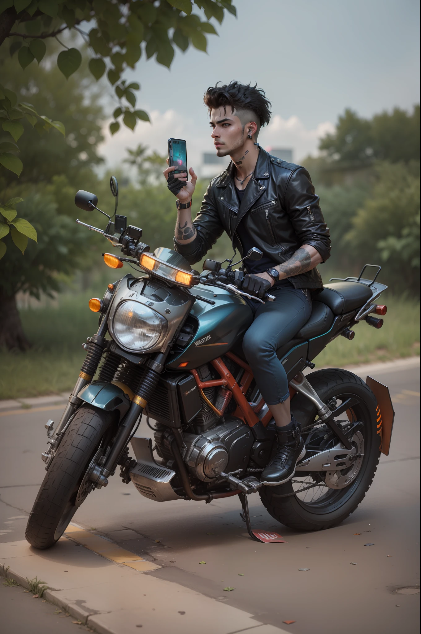 Background change cyberpunk handsome boy ultra realistic face with cat