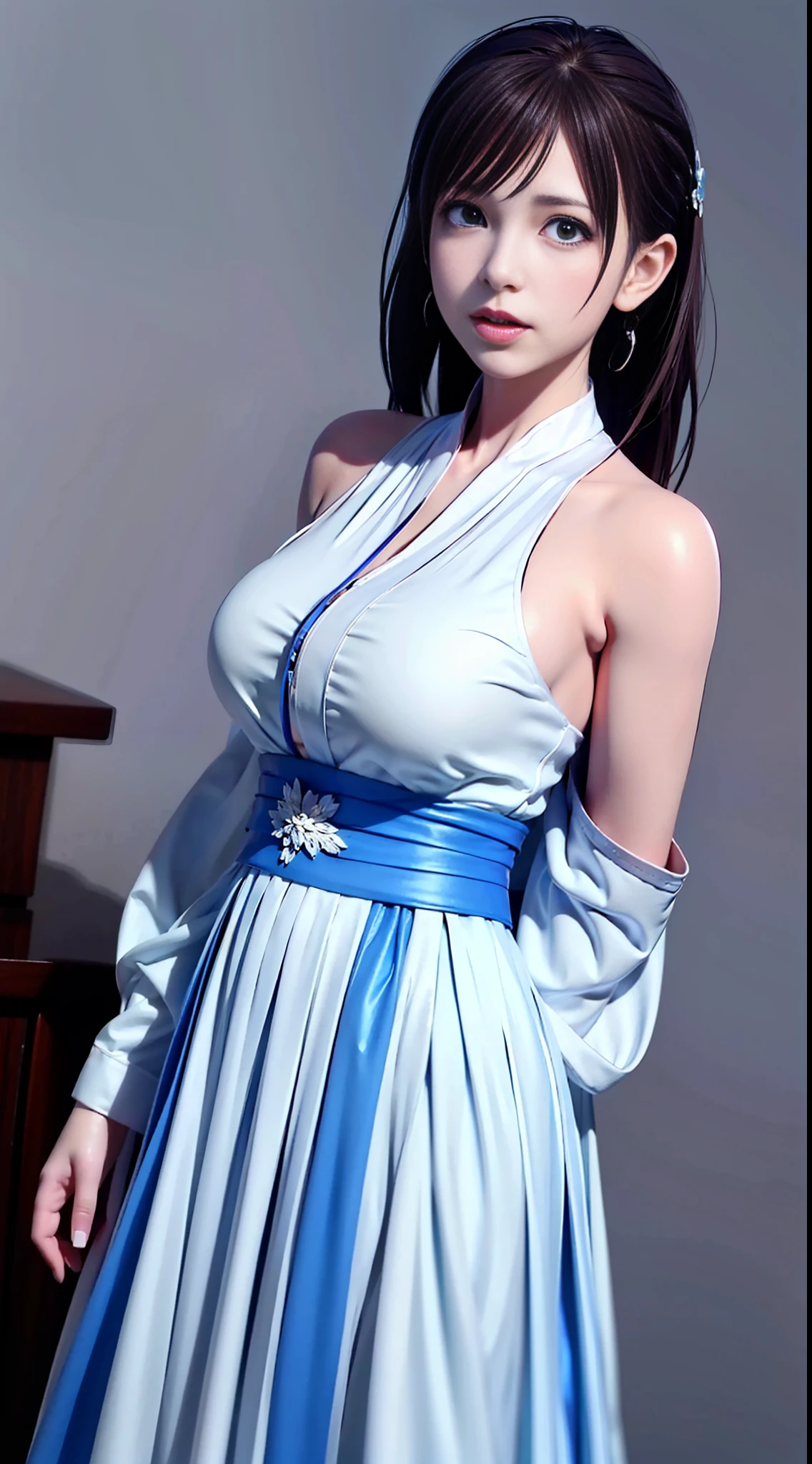 Hanfu, full body, walking posture, slow motion, women wearing full body multi-layered (heavy robe: 1.2), (blue ice flower long skirt: 1.2), gloves, (very detailed, bloom: 1.5), (highest quality, Alessandro Casagrande, Greg Rutkowski, Sally Mann, concept art, 4k), (Analog: 1.2), (High Definition), (Detail Pupil: 1.1), (Painting: 1.1), (Digital Painting: 1.1), Detailed Face and Eyes, Masterpiece, Best Quality, (Highly Detailed Photo: 1.1), 8K, Realistic, (Ice Hair Color, Dynamic Hairstyle), (pureerosface_v1:0.1), Jeremy Mann, Sandra Chevrier, Maciej Kuciara, Sharp, (torn body: 1.1), realistic, realistic shadows, (ice background: 1.2), (Michelangelo), ohwx style<lora: (style of ohwx) masterpiece, best quality, (extremely detailed CG unity 8k wallpaper, masterpiece, best quality, ultra-detailed, best shadow), (detailed background), (beautiful detailed face, beautiful detailed eyes), High contrast, (best illumination, an extremely delicate and beautiful), (girl:1.5), ((Not relevant)), ((caustic)), dynamic angle, beautiful detailed glow, (portrait:0.2),dynamic angle, beautiful detailed glow, (portrait:0.2),pigtail,full body,