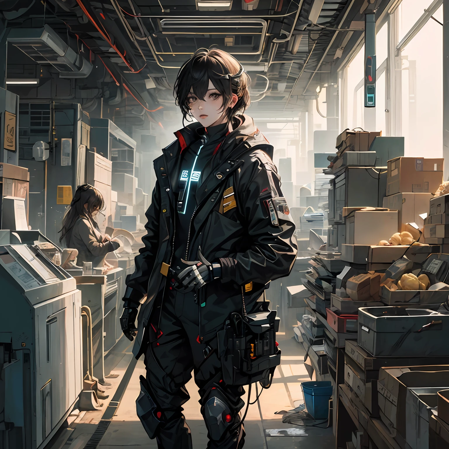 Ultra detailed Cyberpunk Mechanical Android, intrincado, sensual e elegante, super altamente detalhado, Crisp Focus, irreal, bonito, byDylanKowalski, Ulzzang-6500 Corneo's Covering,, corpo inteiro, peitinhos avantajados, raspado