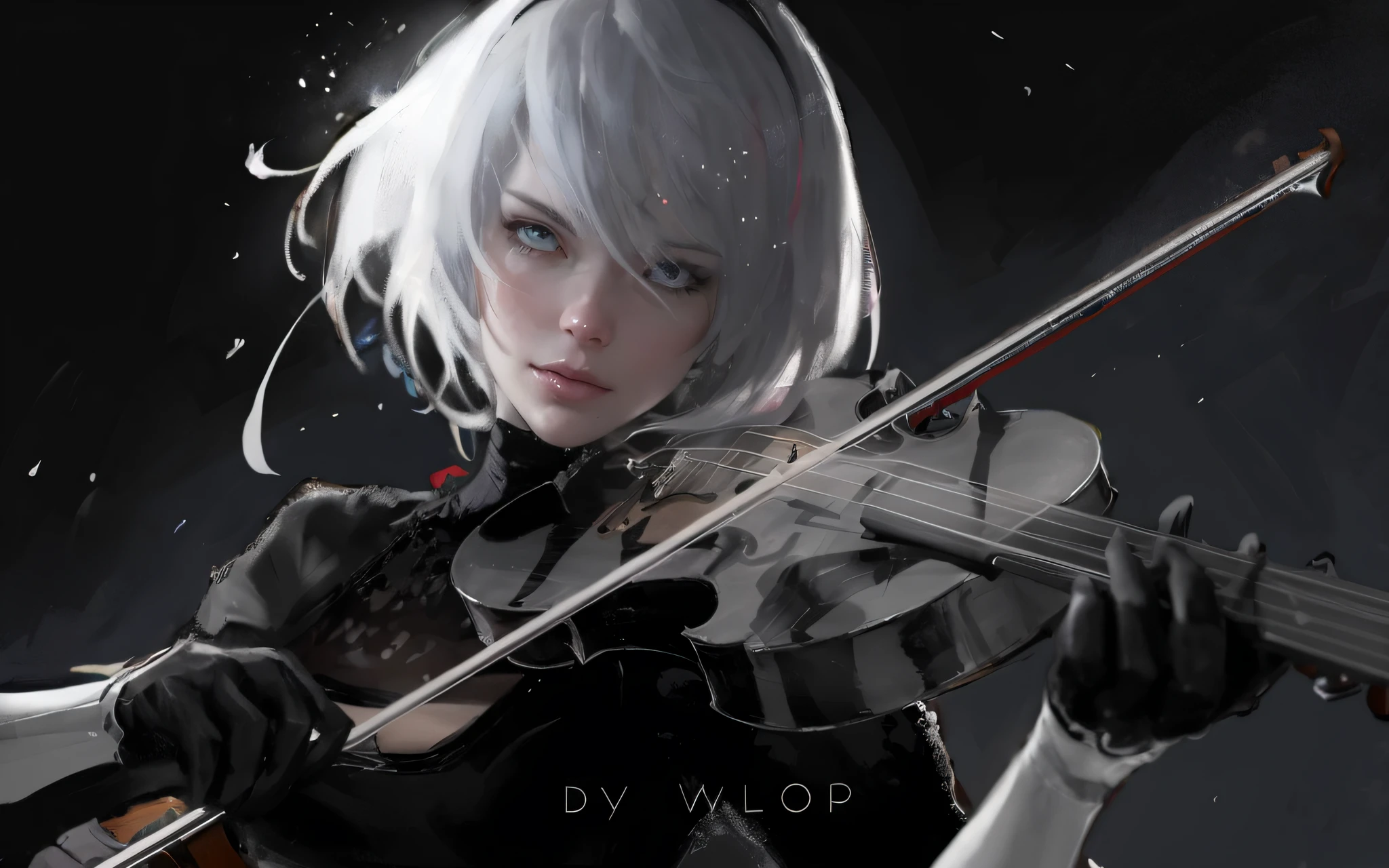 arafed image of a woman with a violin in her hands, WLOP |, por WLOP, arte WLOP, WLOP!!, WLOP | Artgerm, estilo WLOP, Arte do WLOP, O estilo do WLOP, WLOP intrincado, WLOP. Scifi, WLOP : :, inspirado no WLOP