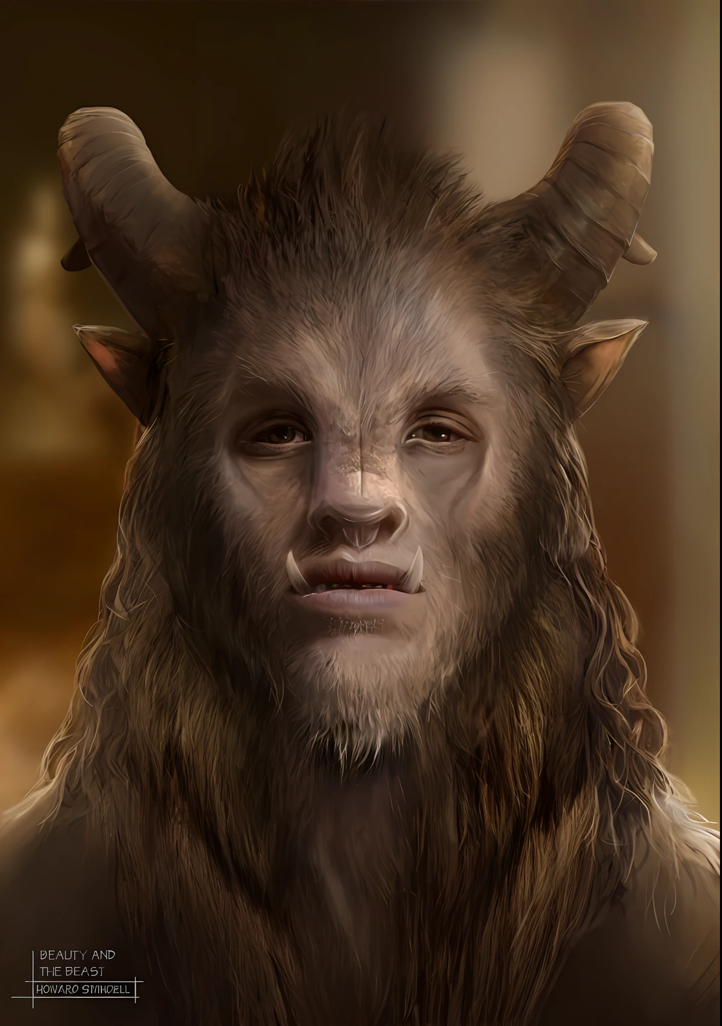 a close up of a man with a goat's head and long hair, frank dillane as a satyr, satyr, um lobo minotauro, conceito de beastman, Retrato de um Minotauro, monstro de fantasia hiper realista, com chifres, conceito de criatura realista, Retrato de um lobisomem, personagem de fantasia hiperdetalhado, centauro macho centauro quimera, deus com chifres