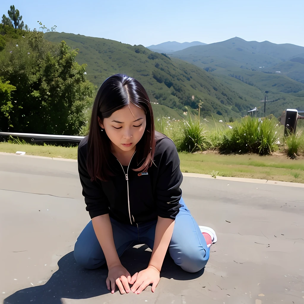 Woman kneeling on the ground