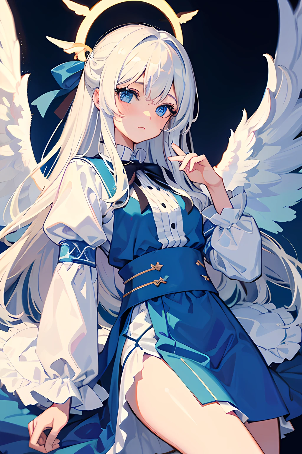 round image, (purple cardigan, long sleeves, white t shirt, red bowties, white short skirt, pantyhouse, cyan ribbon hair accessory, thigh high stocking, brown leather boots), detailed vibrant eyes, Perfect features, (masterpiece), (best quality:1.4), intricate details, moist skin, shiny skin, glossy skin, (masterpiece, best quality, good quality:1.4), intricate details, (detailed background, night sky, stargazing, open field), (cinematic lighting, best illumination, colorful), (1girl, solo, heterochromia, green and blue eyes, long hair, spiky bangs, silver hair, sharp face, red cheeks, thicc_thighs, big plump ass, very wide hip, small breast, petite, short height, perfect hand, full body, looking at viewers, happy, wide smile, cheeky,